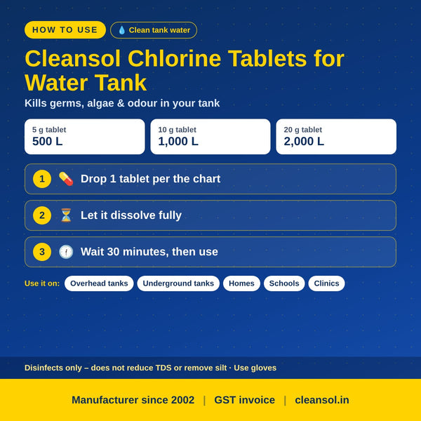 How to Use Chlorine Tablets for Water Tanks – Dose Chart, Drinking Water & Safety