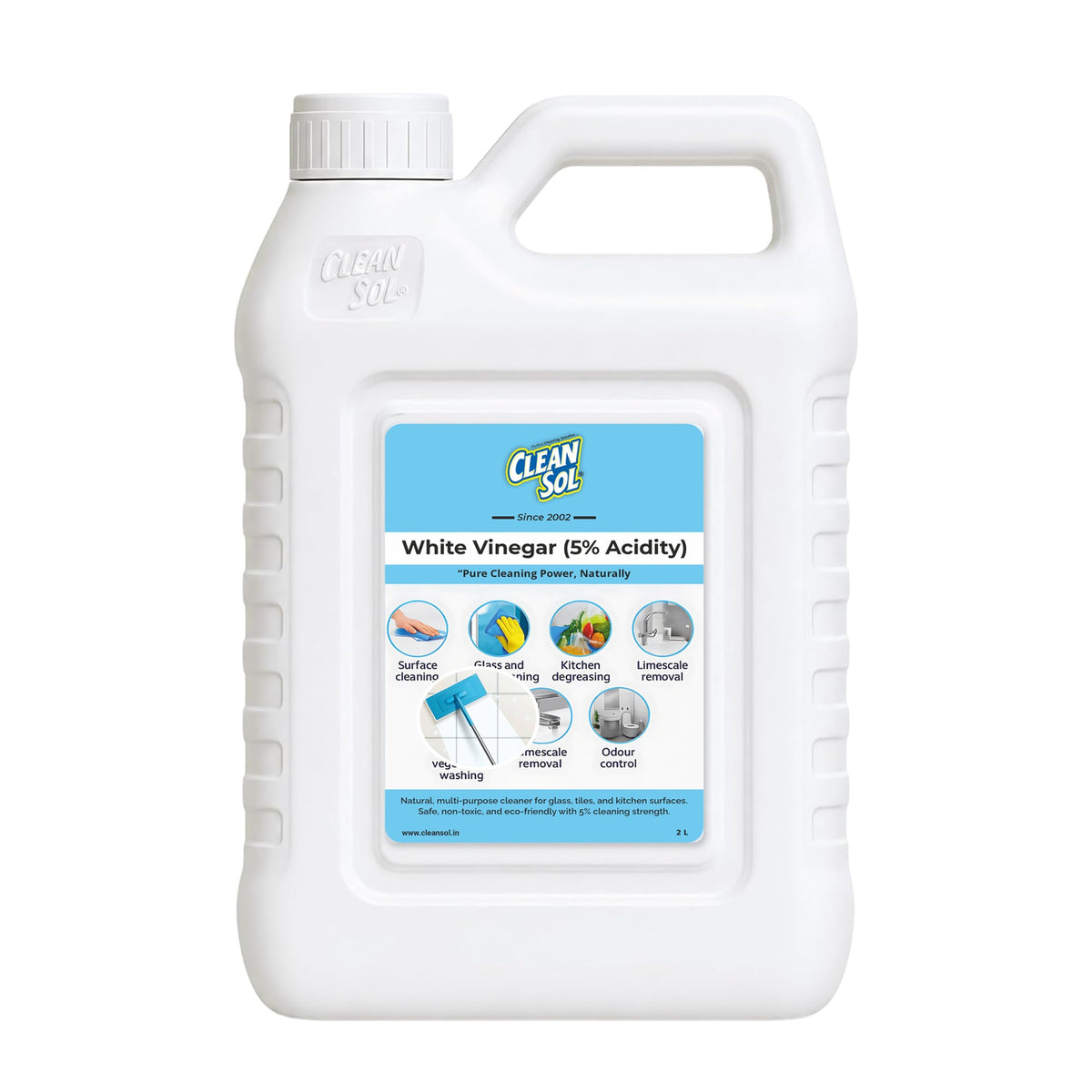 Cleansol White Vinegar 5% 2 litre can