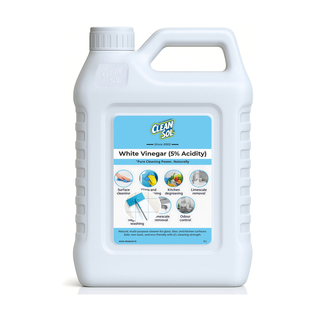 Cleansol White Vinegar 5% 5 litre can