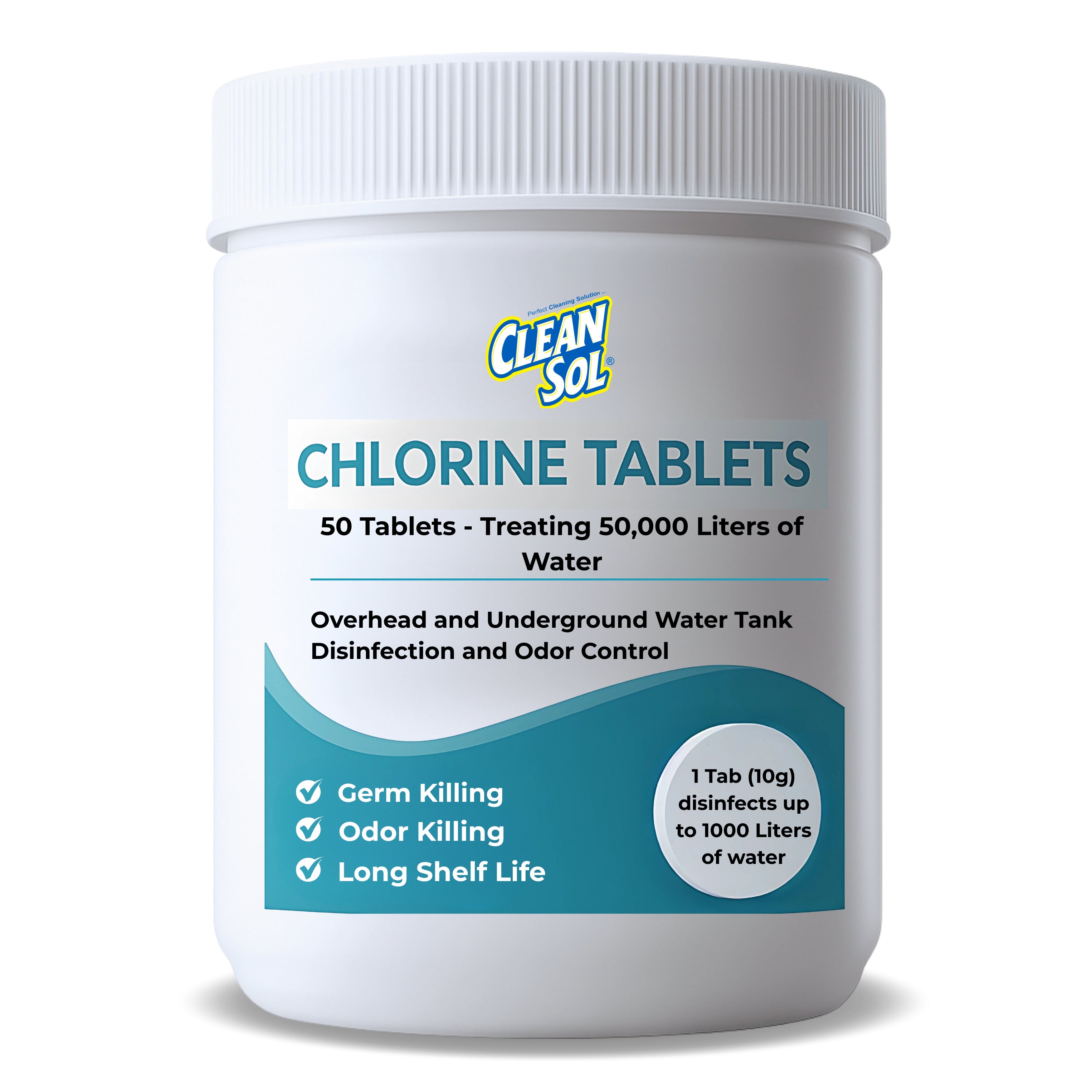 Cleansol Chlorine Tablets for Water Tank Disinfection  | Kills Germs & Controls Odour | Ideal for Overhead & Underground Water Tanks