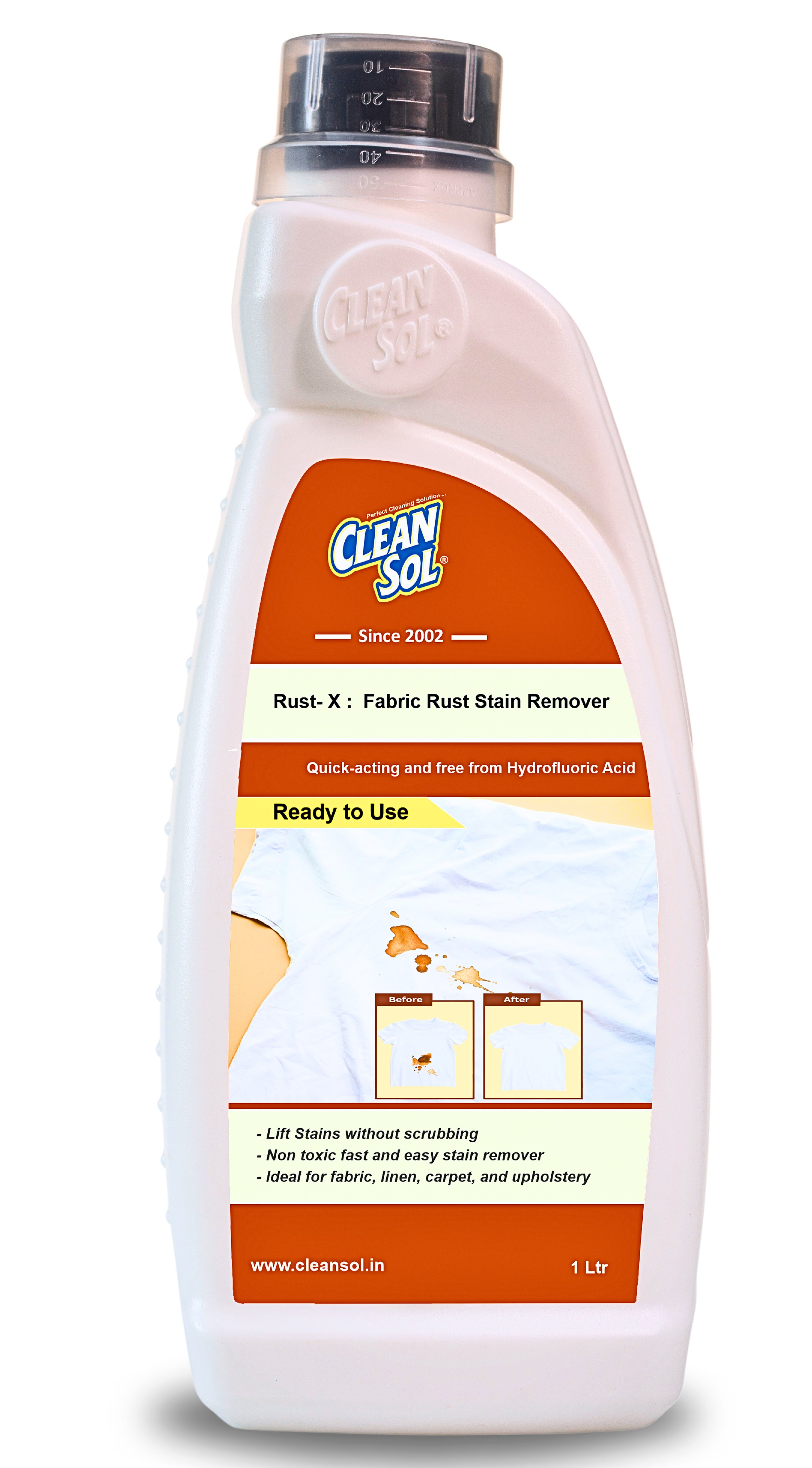 Cleansol Rust Remover | Non-Toxic, Fast-Acting Rust Stain Remover for Textiles, Linen, Carpets & Upholstery | No Scrubbing Required