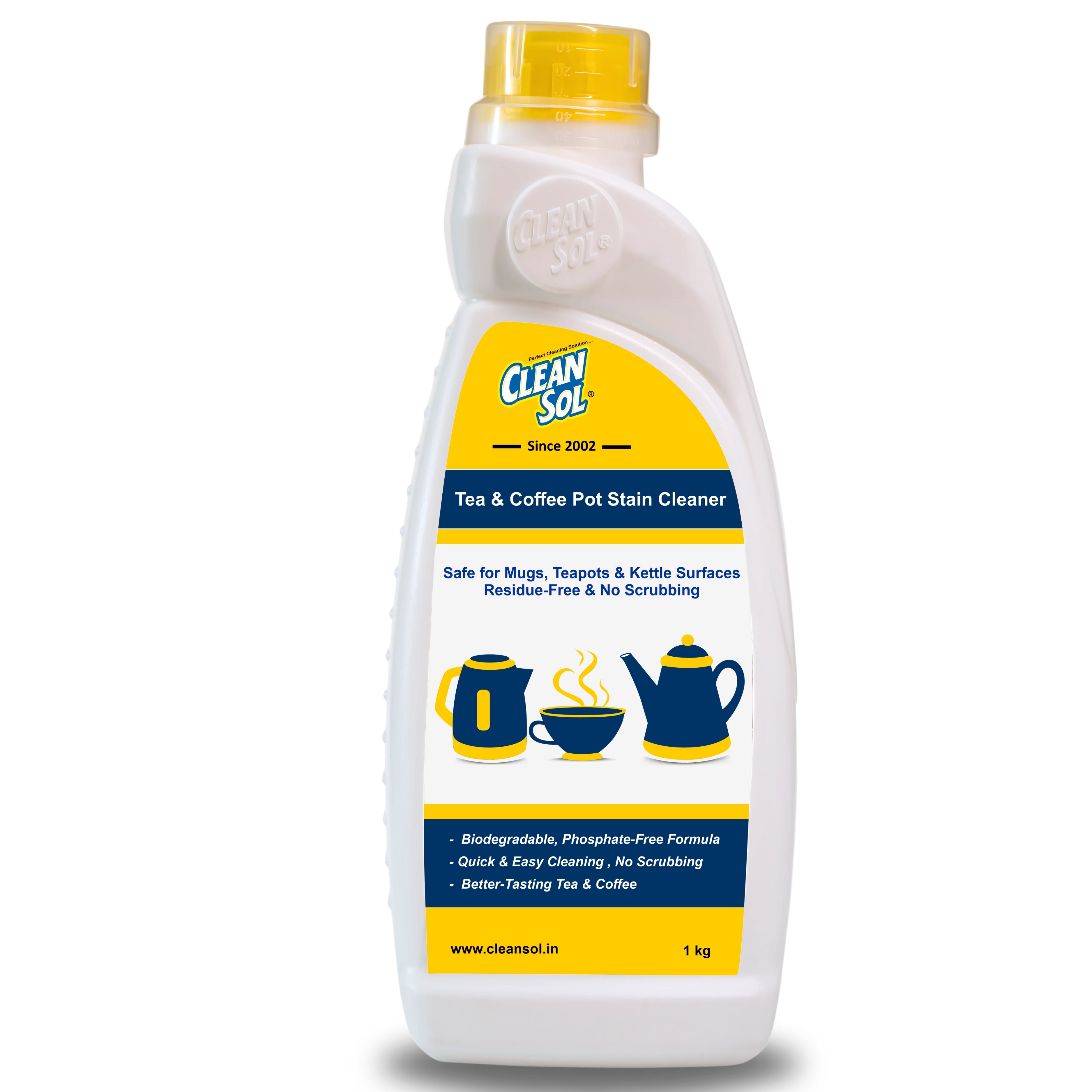 Cleansol Tea & Coffee Pot Stain Cleaner Powder | Safe for Mugs, Teapots & Kettle Surfaces | Residue-Free & No Scrubbing