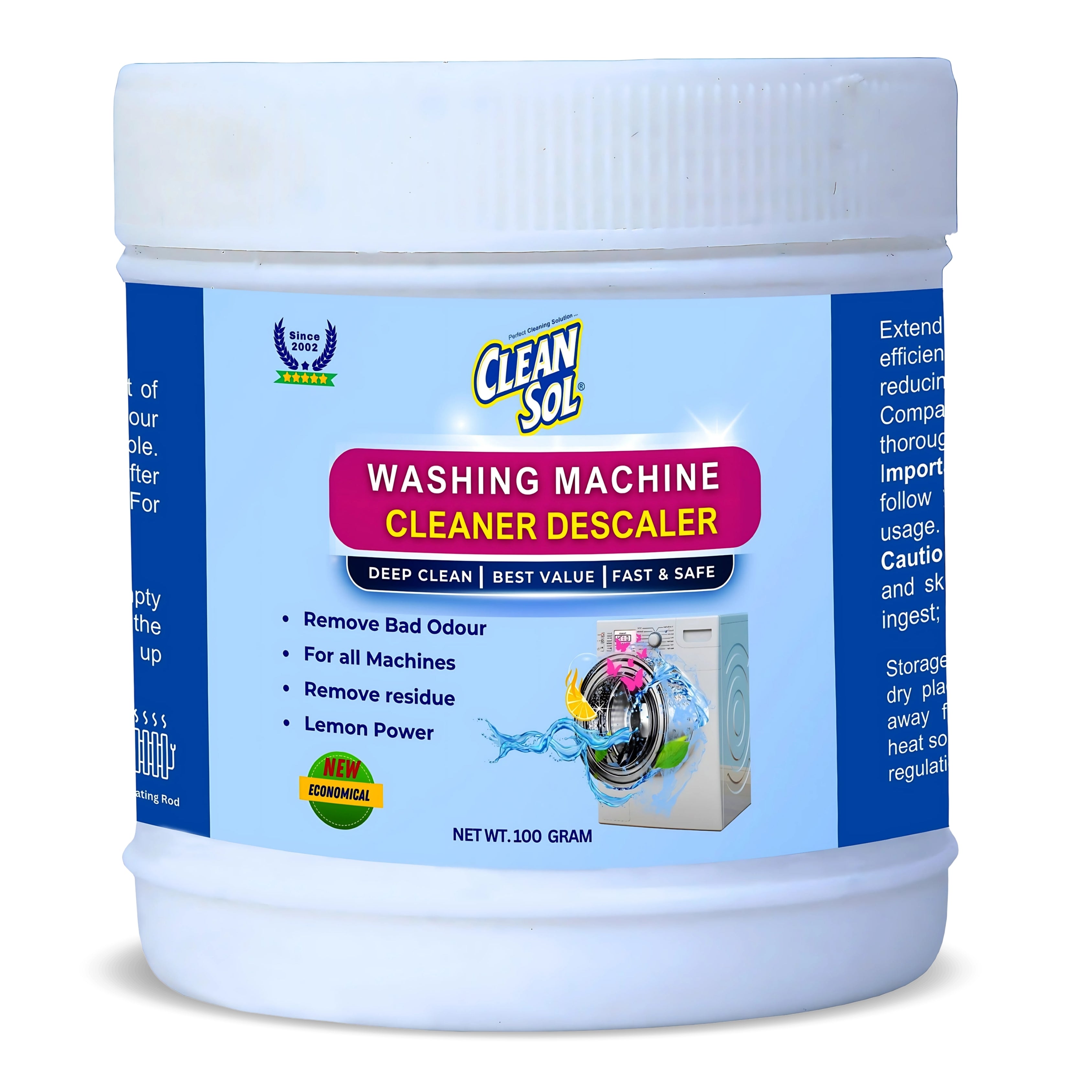 Cleansol Washing Machine Cleaner & Descaler Powder – Limescale Remover, Drum Cleaner & Odor Eliminator