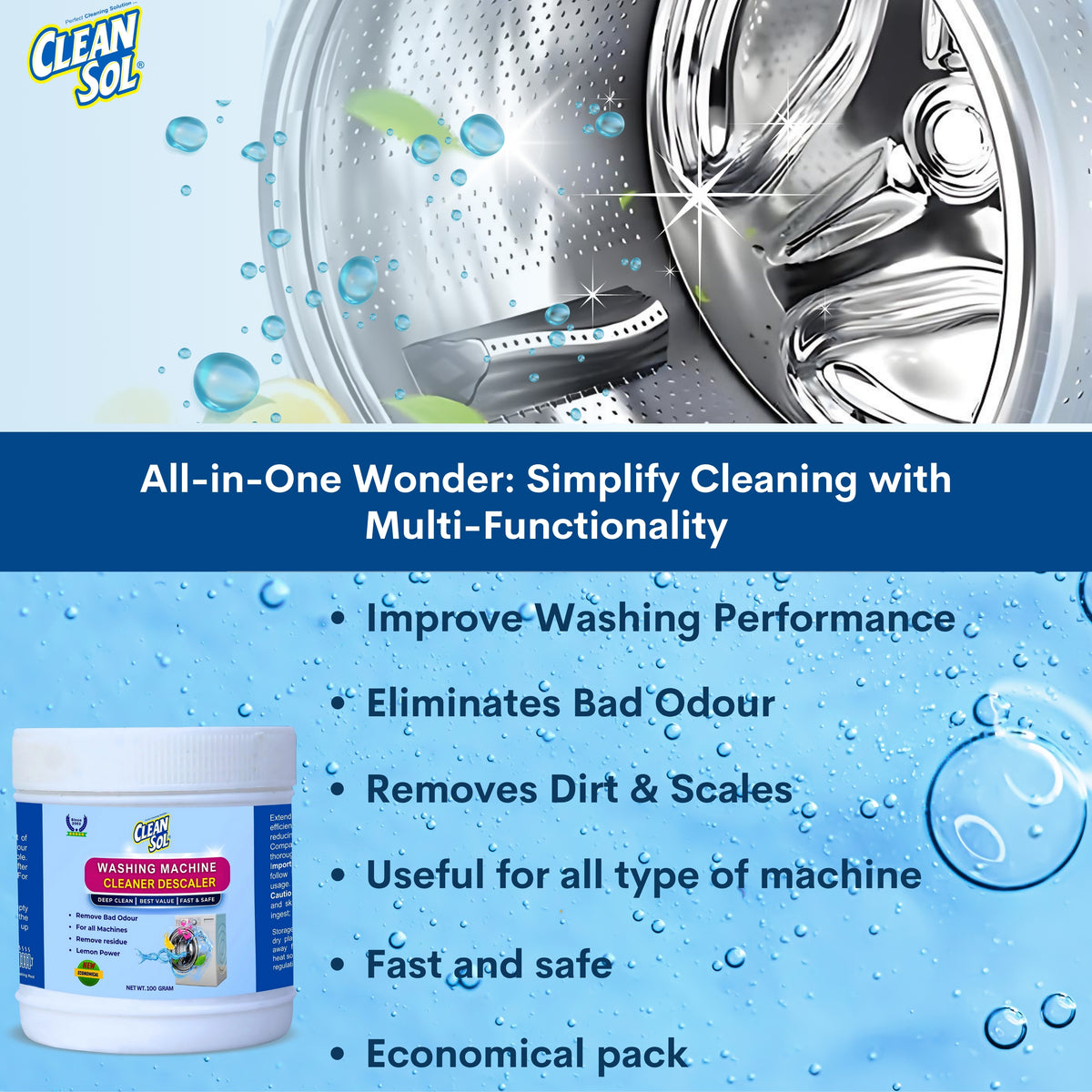 Cleansol Washing Machine Cleaner Powder