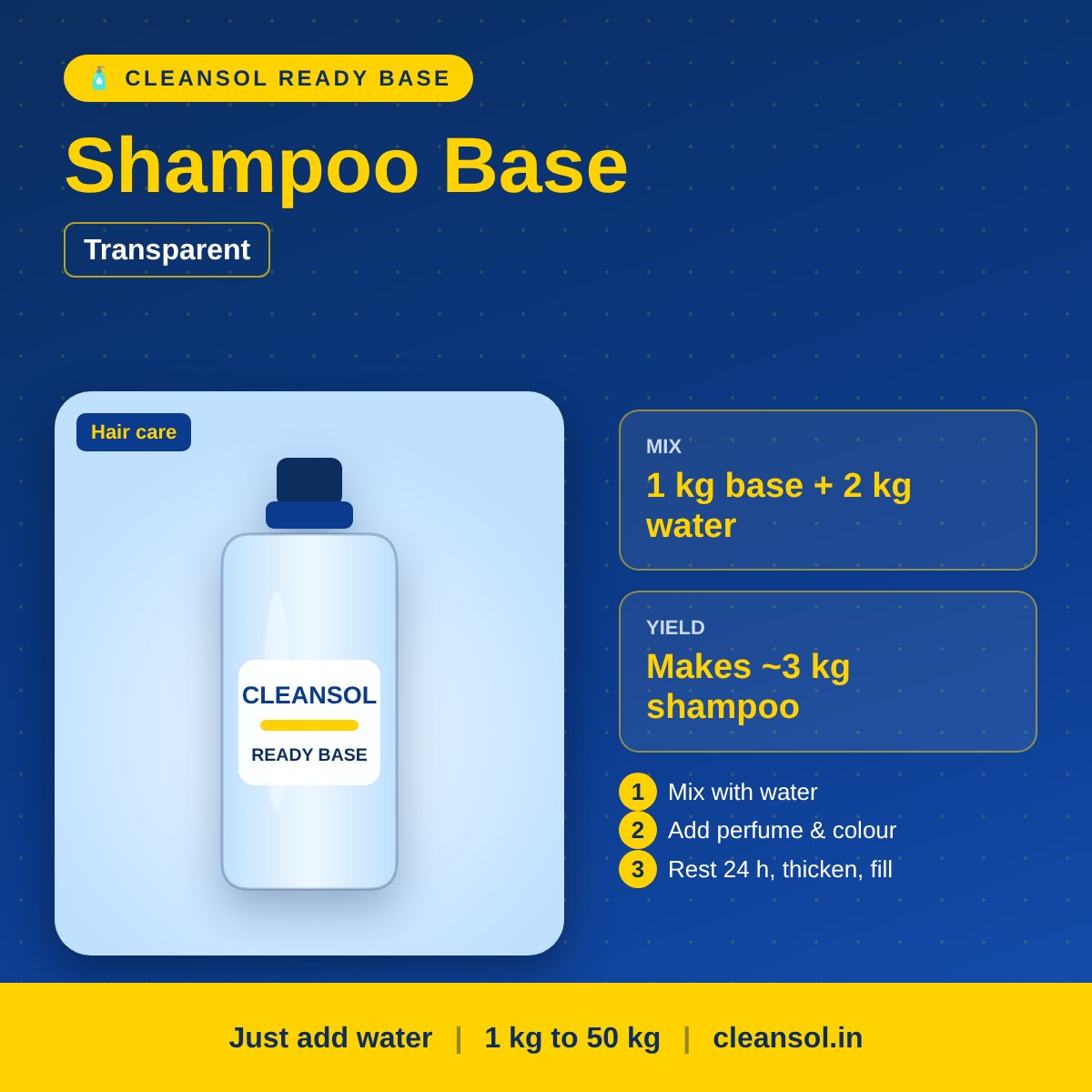 Cleansol Shampoo Base – Transparent (Concentrate, 1 kg makes ~3 kg)