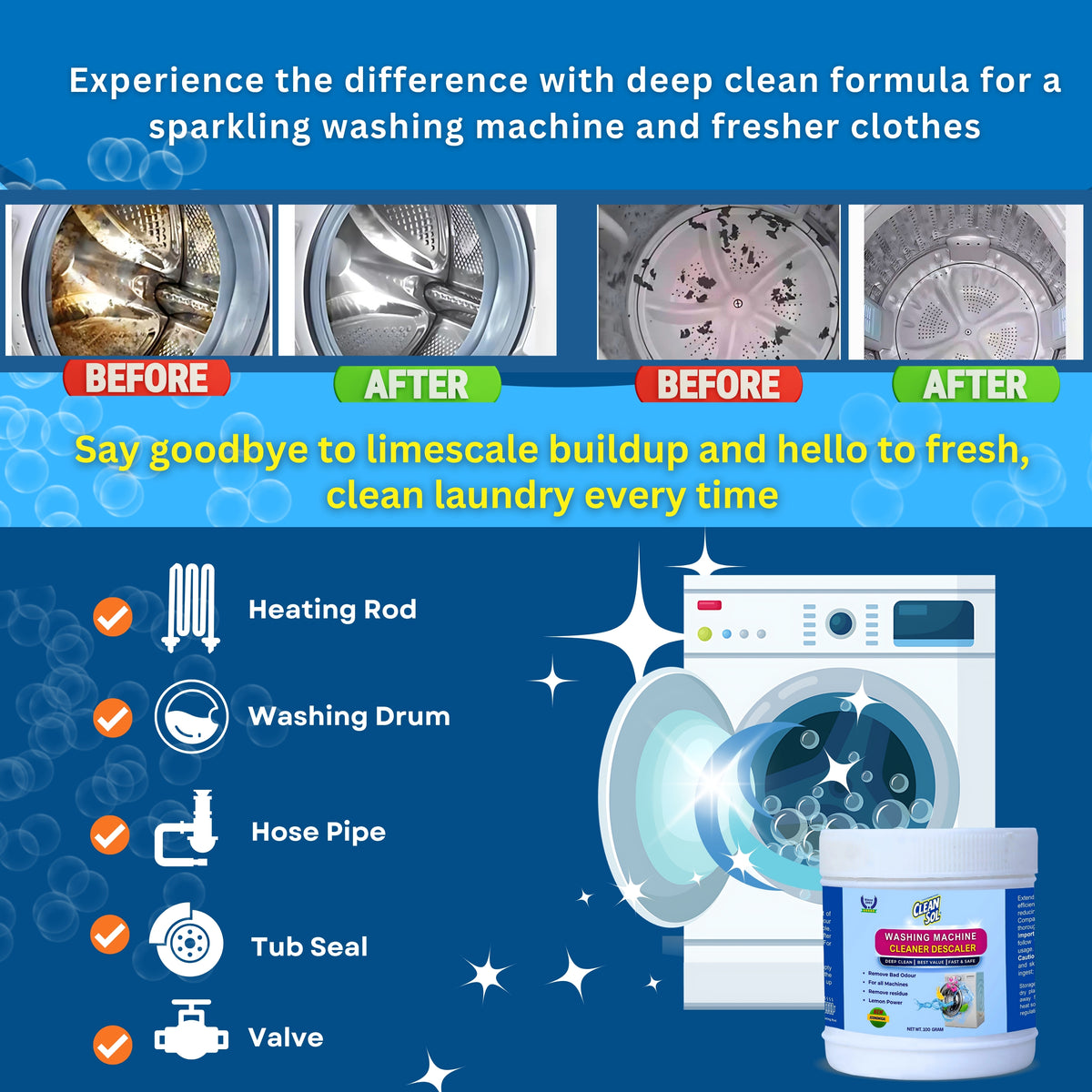 Cleansol Washing Machine Cleaner Powder