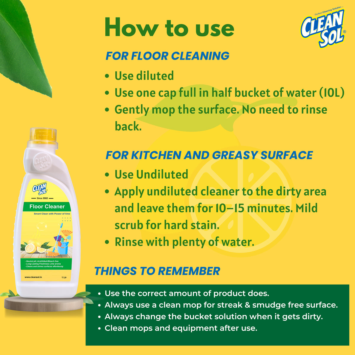 Cleansol Floor Cleaner – Lemon