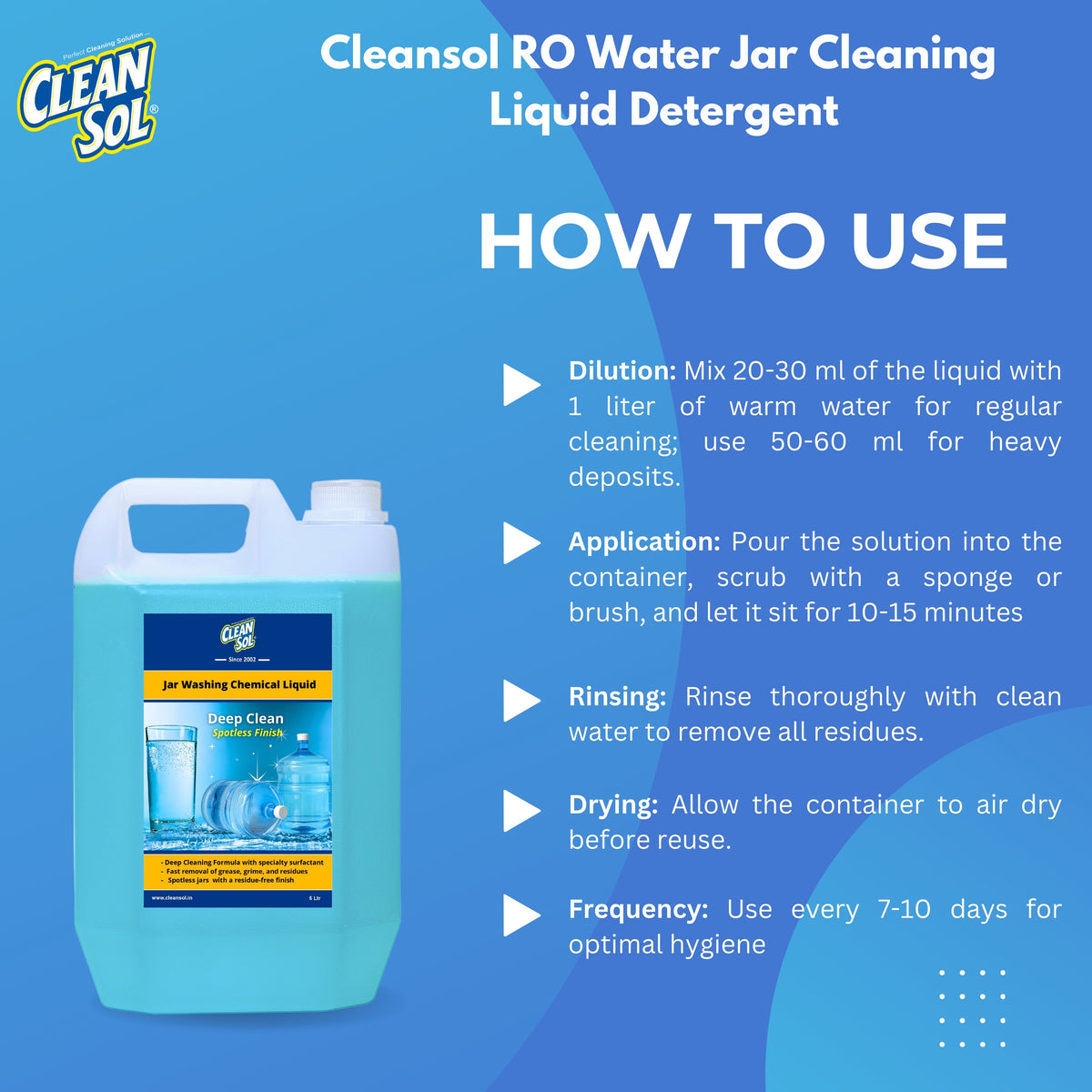 Cleansol RO Water Jar Cleaner