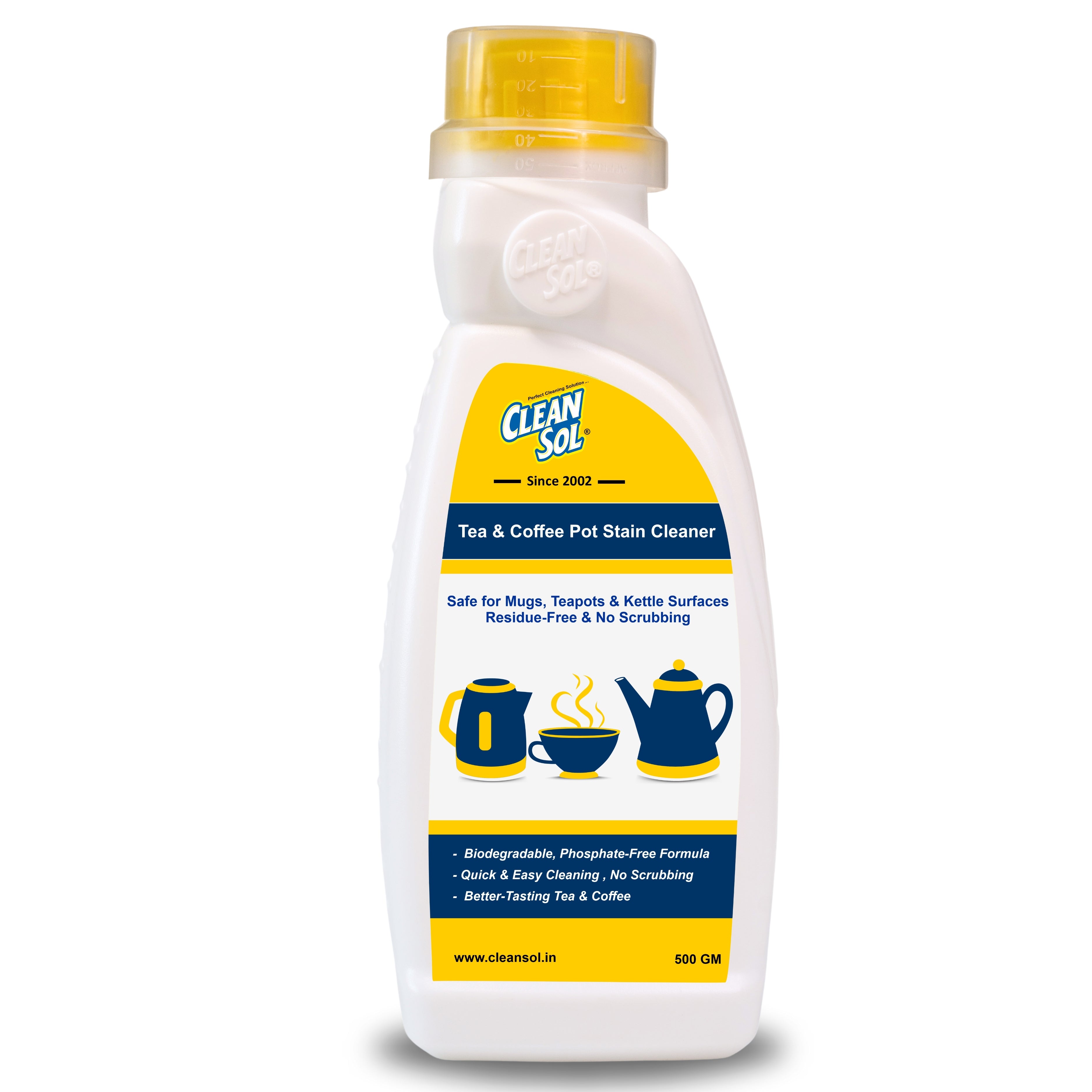 Cleansol Tea & Coffee Pot Stain Cleaner Powder | Safe for Mugs, Teapots & Kettle Surfaces | Residue-Free & No Scrubbing