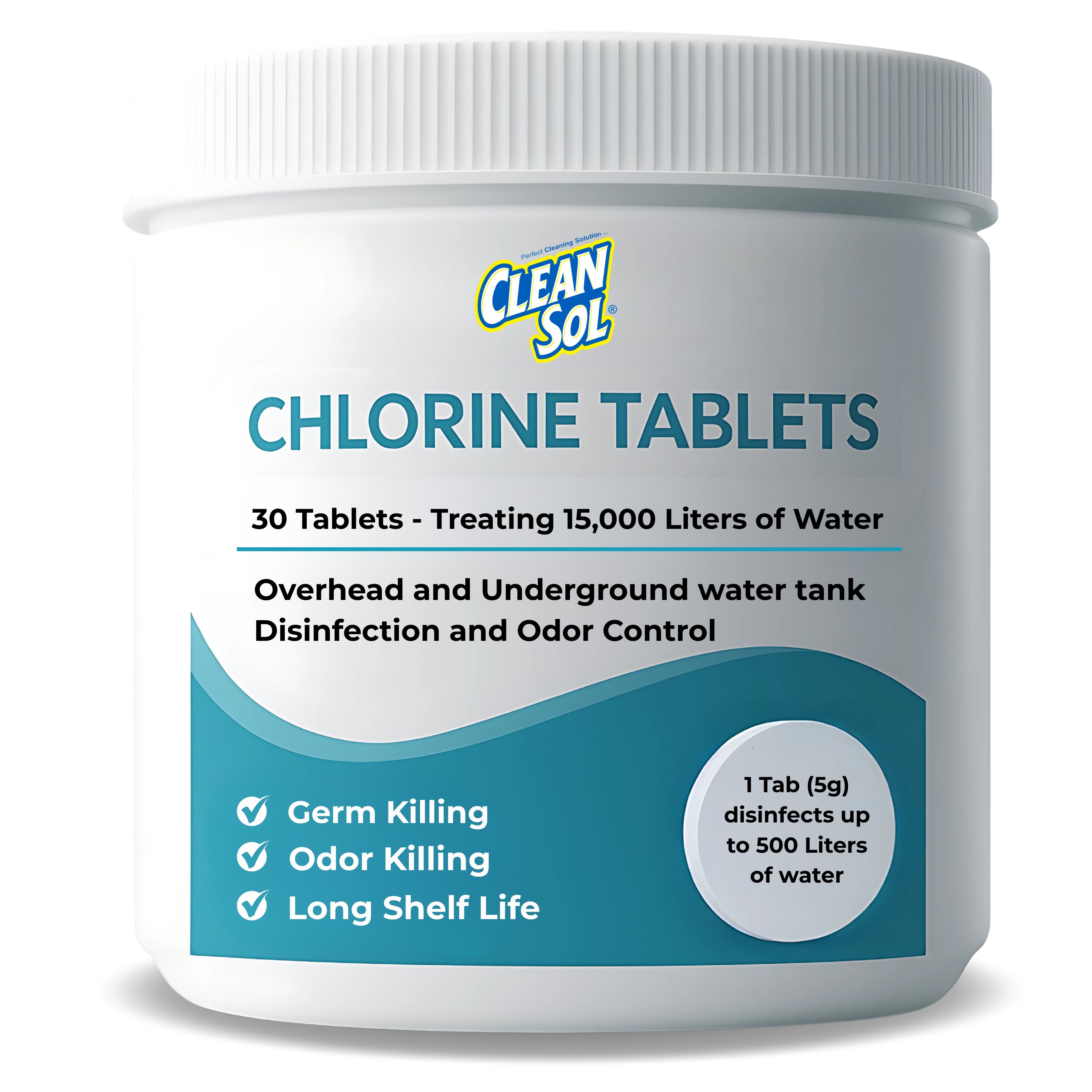 Cleansol Chlorine Tablets for Water Tank Disinfection  | Kills Germs & Controls Odour | Ideal for Overhead & Underground Water Tanks