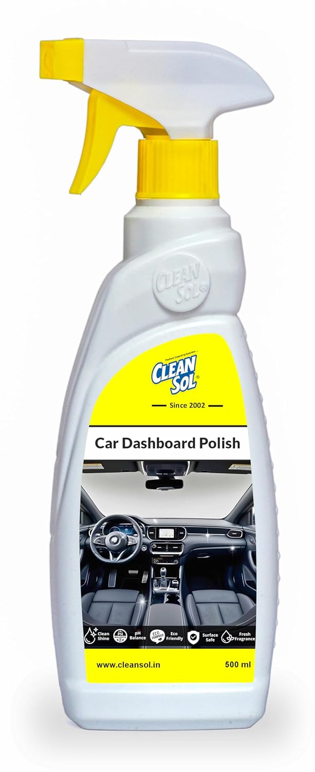 Cleansol Premium Car Dashboard Polish & Interior Protectant Spray (500ml) | High Gloss Shine | UV Protection | Restores Plastic, Leather, Vinyl & Rubber | Non-Greasy, Dust-Repellent Formula
