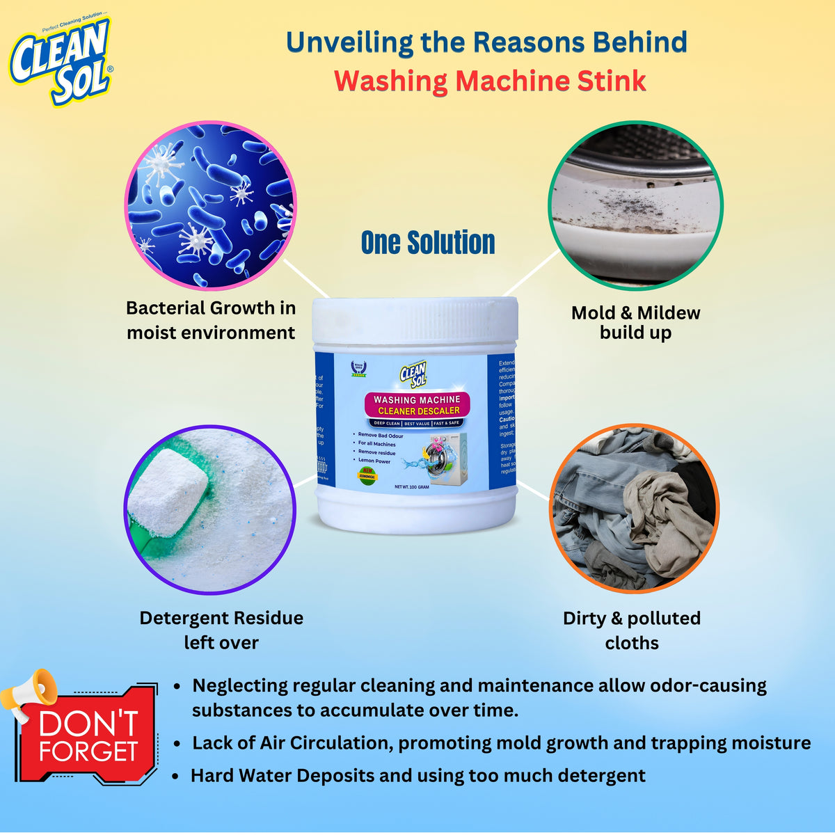Cleansol Washing Machine Cleaner Powder