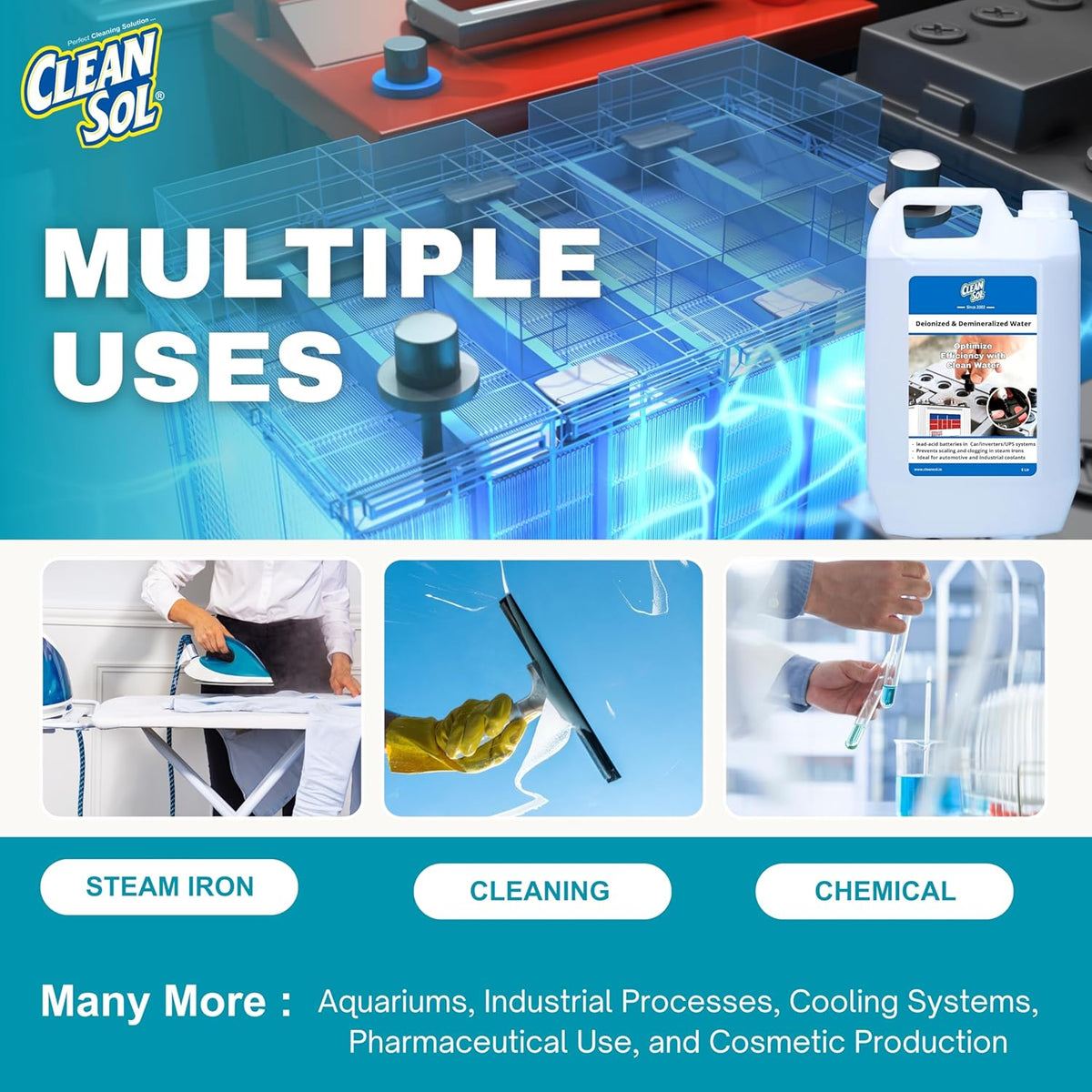 Cleansol Demineralized Water (Deionized, 0 TDS)
