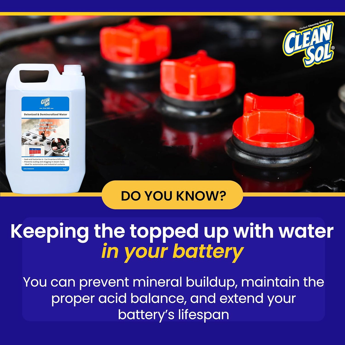Cleansol Demineralized Water (Deionized, 0 TDS)