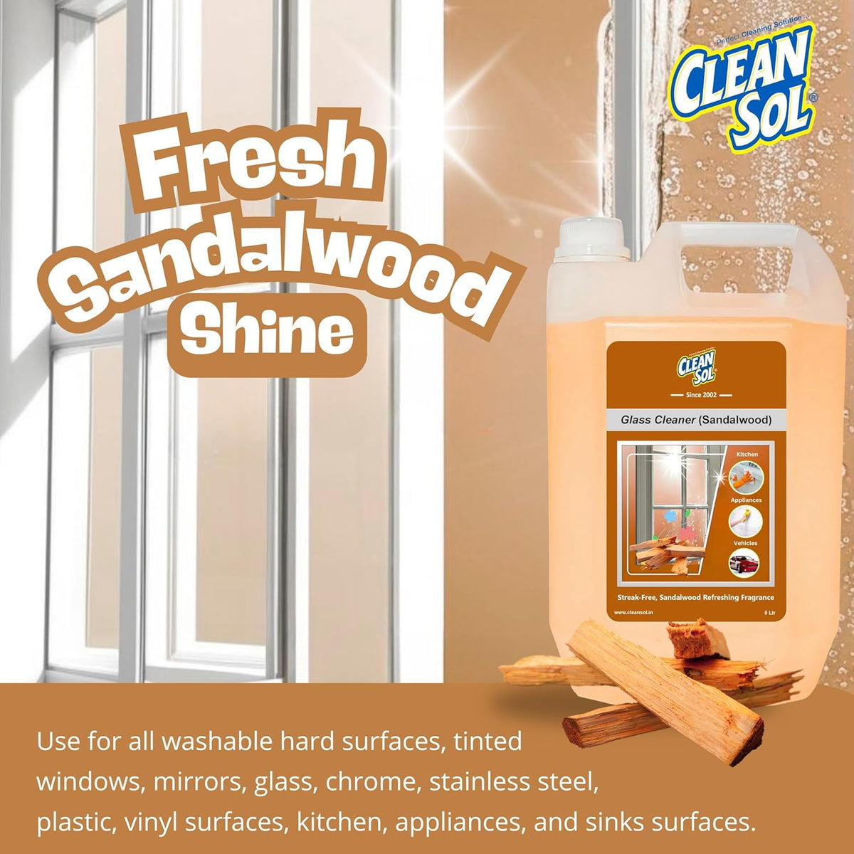 Cleansol Glass Cleaner Refill – Sandalwood