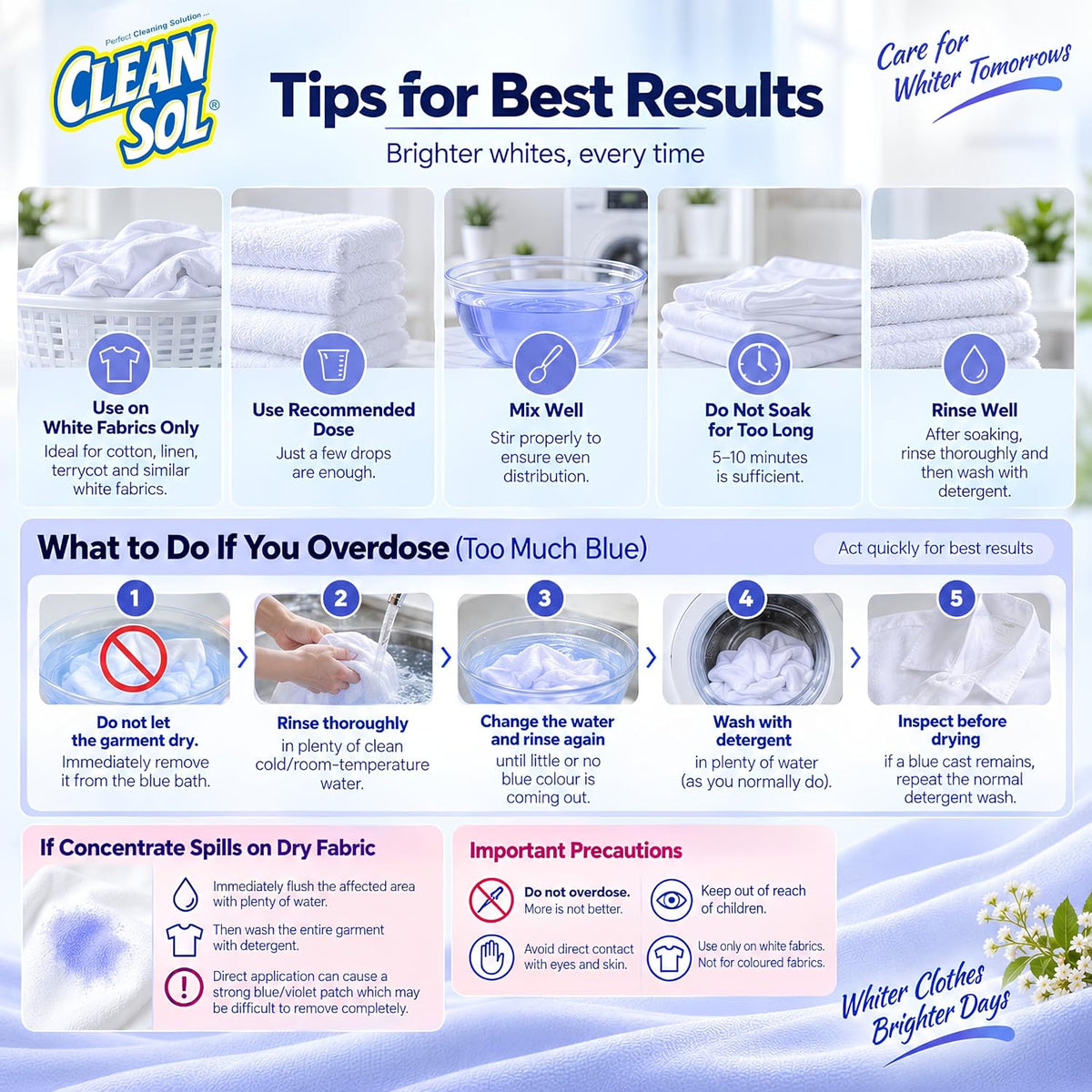 Cleansol Liquid Blue for White Clothes -500 ml