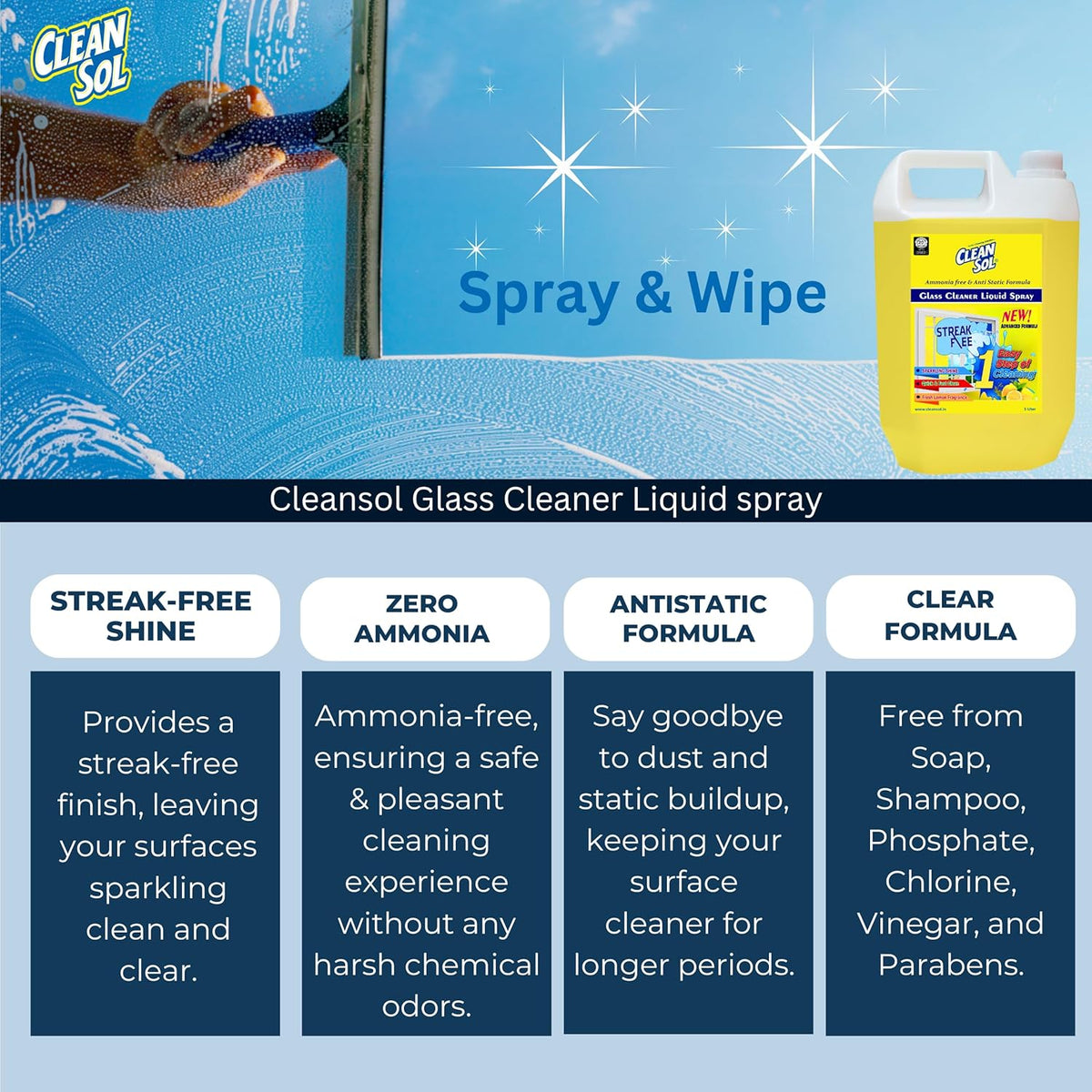 Cleansol Glass Cleaner Refill – Lemon