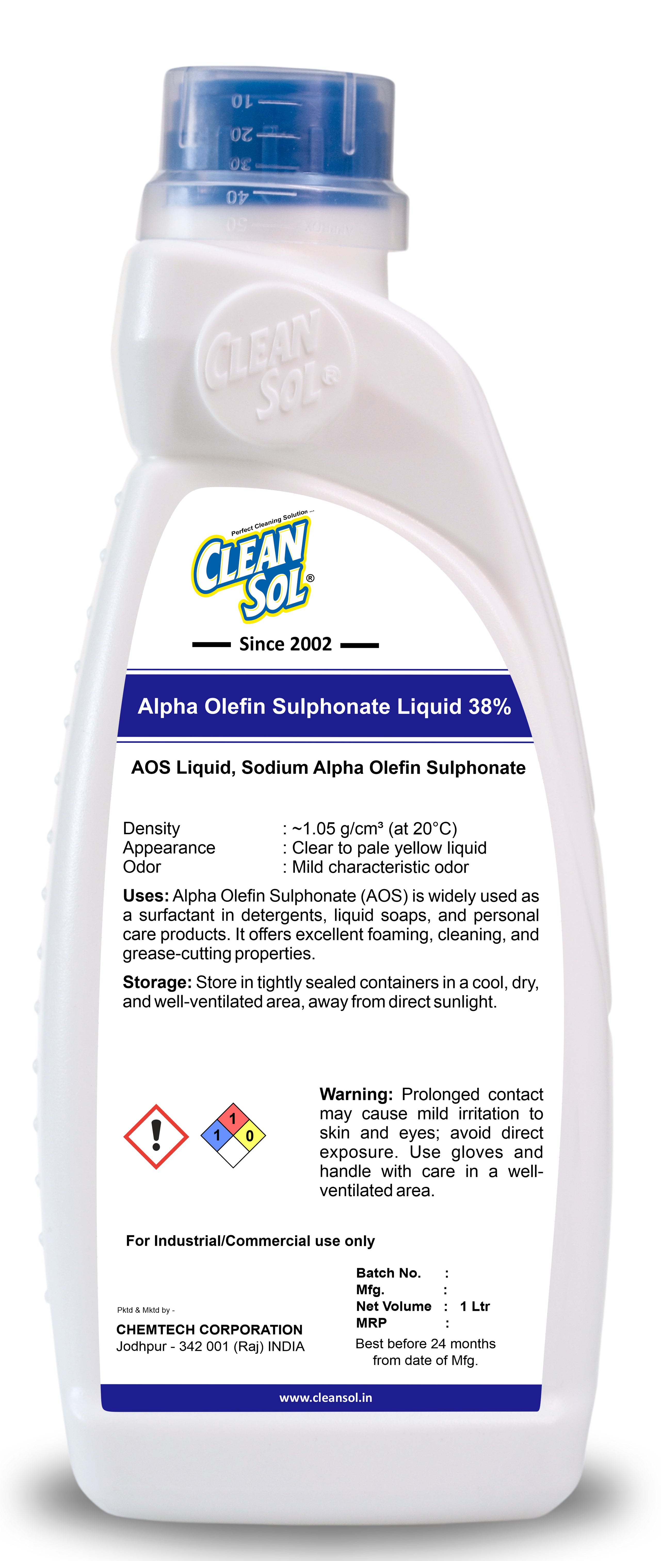 Cleansol Alpha Olefin Sulphonate (AOS) Liquid 38% | High-Performance Surfactant for Detergents, Liquid Soaps, and Cleaning Formulations