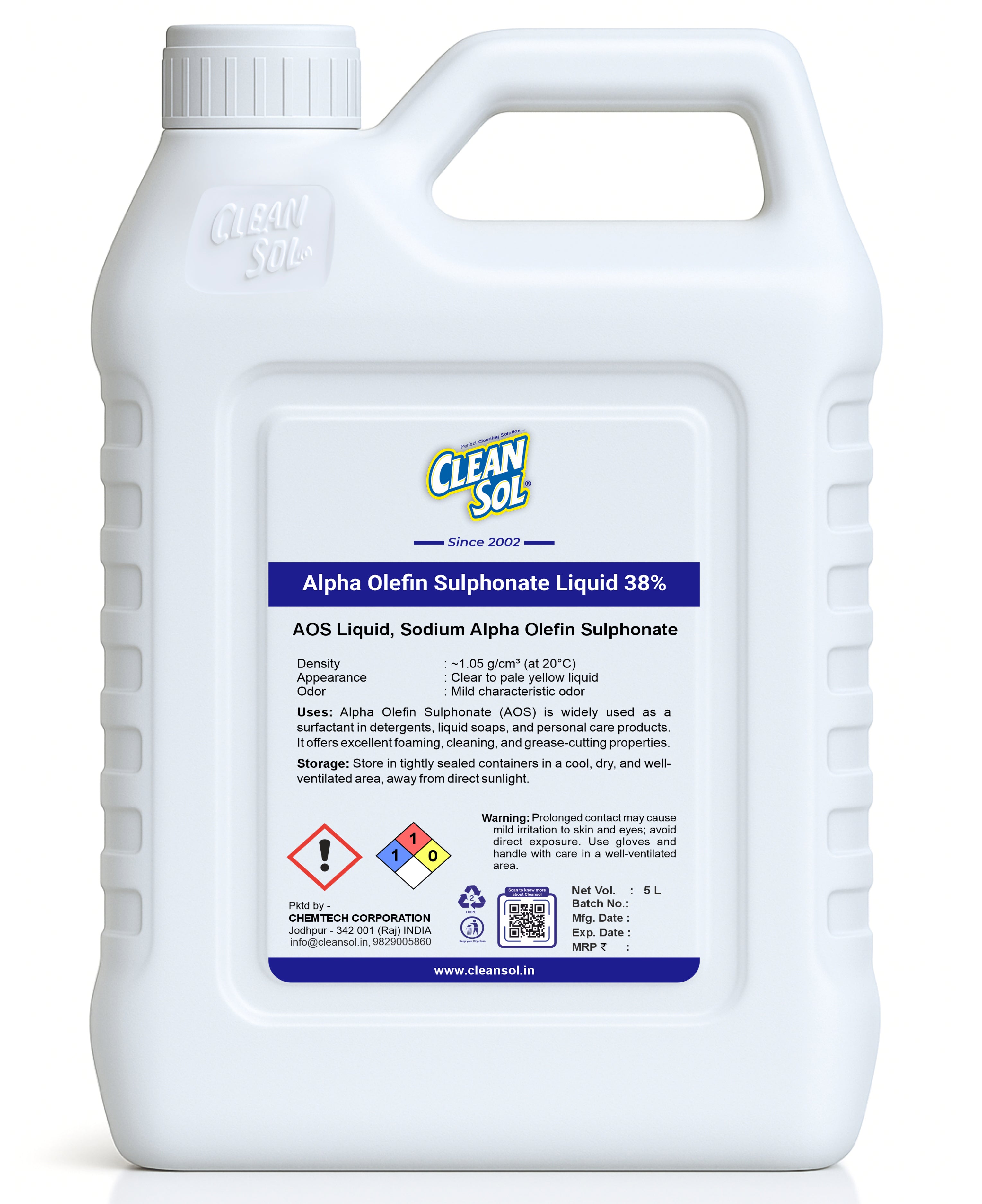 Cleansol Alpha Olefin Sulphonate (AOS) Liquid 38% | High-Performance Surfactant for Detergents, Liquid Soaps, and Cleaning Formulations