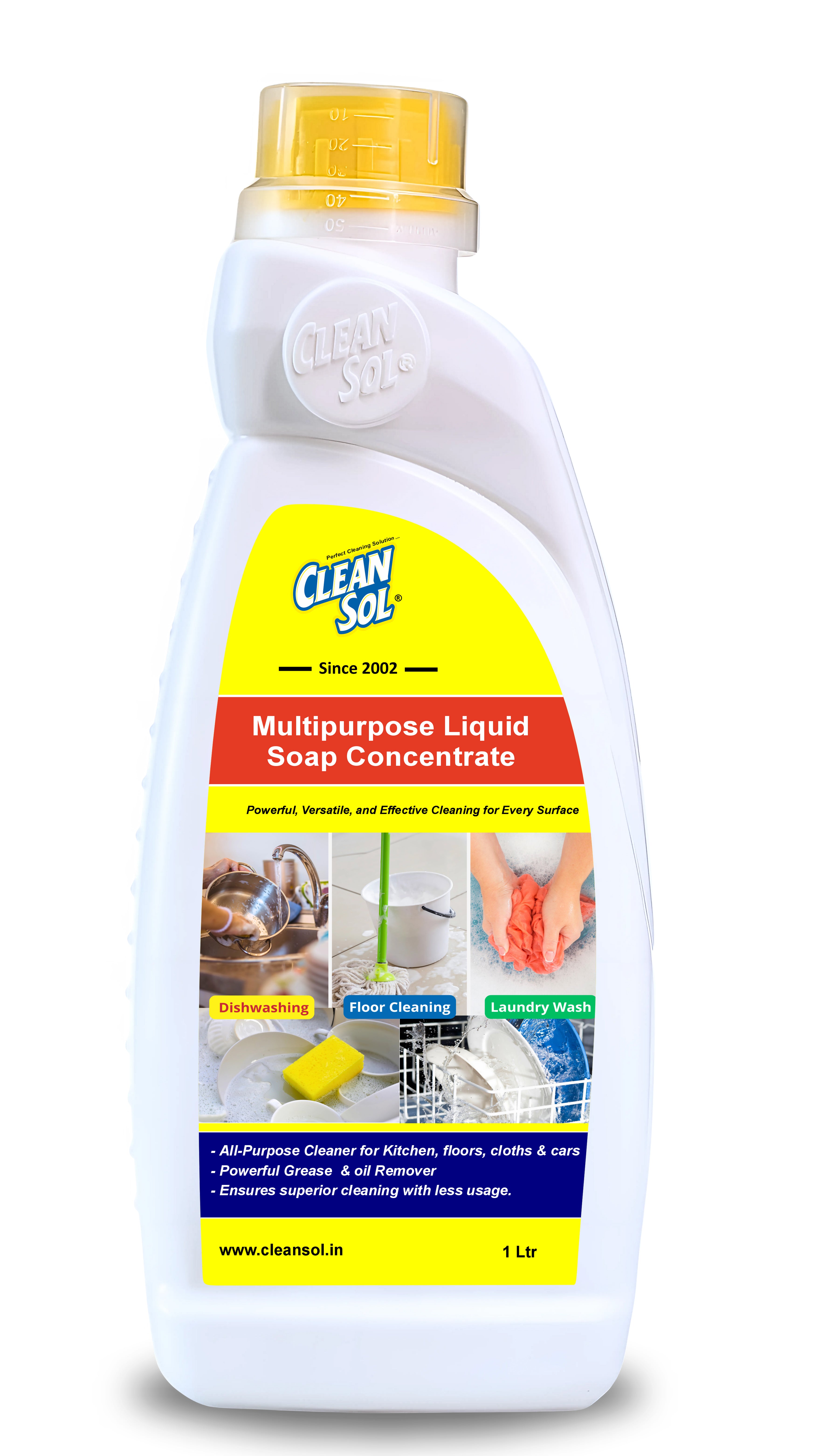 Cleansol Multipurpose Liquid Soap Concentrate | All-Purpose Cleaner for Kitchen, Dishwashing, Floors & Cars | Heavy-Duty Grease Remover