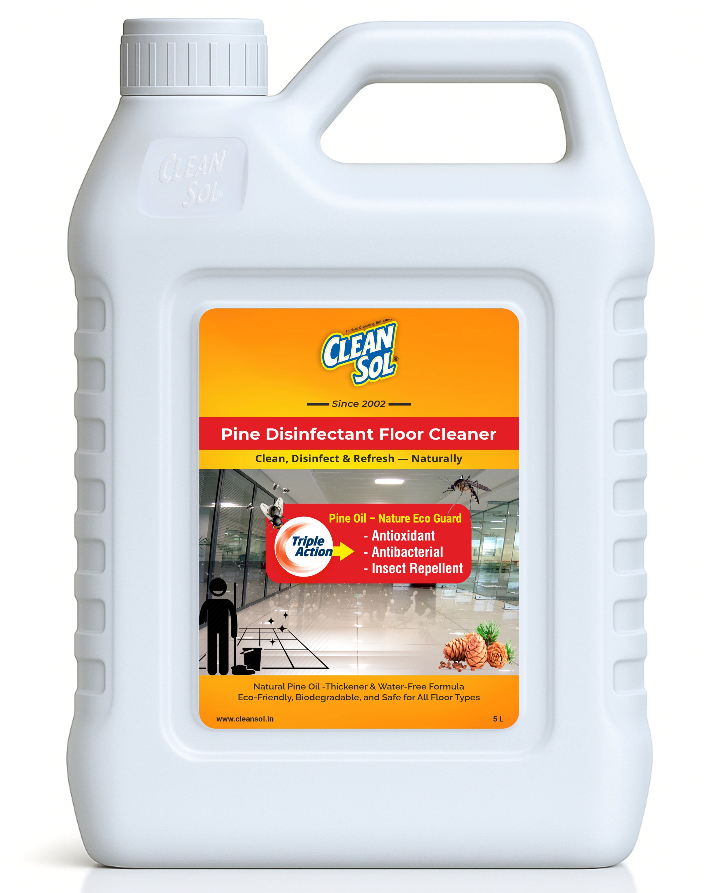 Cleansol Organic Pine & Citronella Oil Emulsion | Eco-Friendly Biodegradable Cleaner for Floors, Toilets & Surfaces | Natural Disinfectant & Insect Repellent with Long-Lasting Pine Fragrance