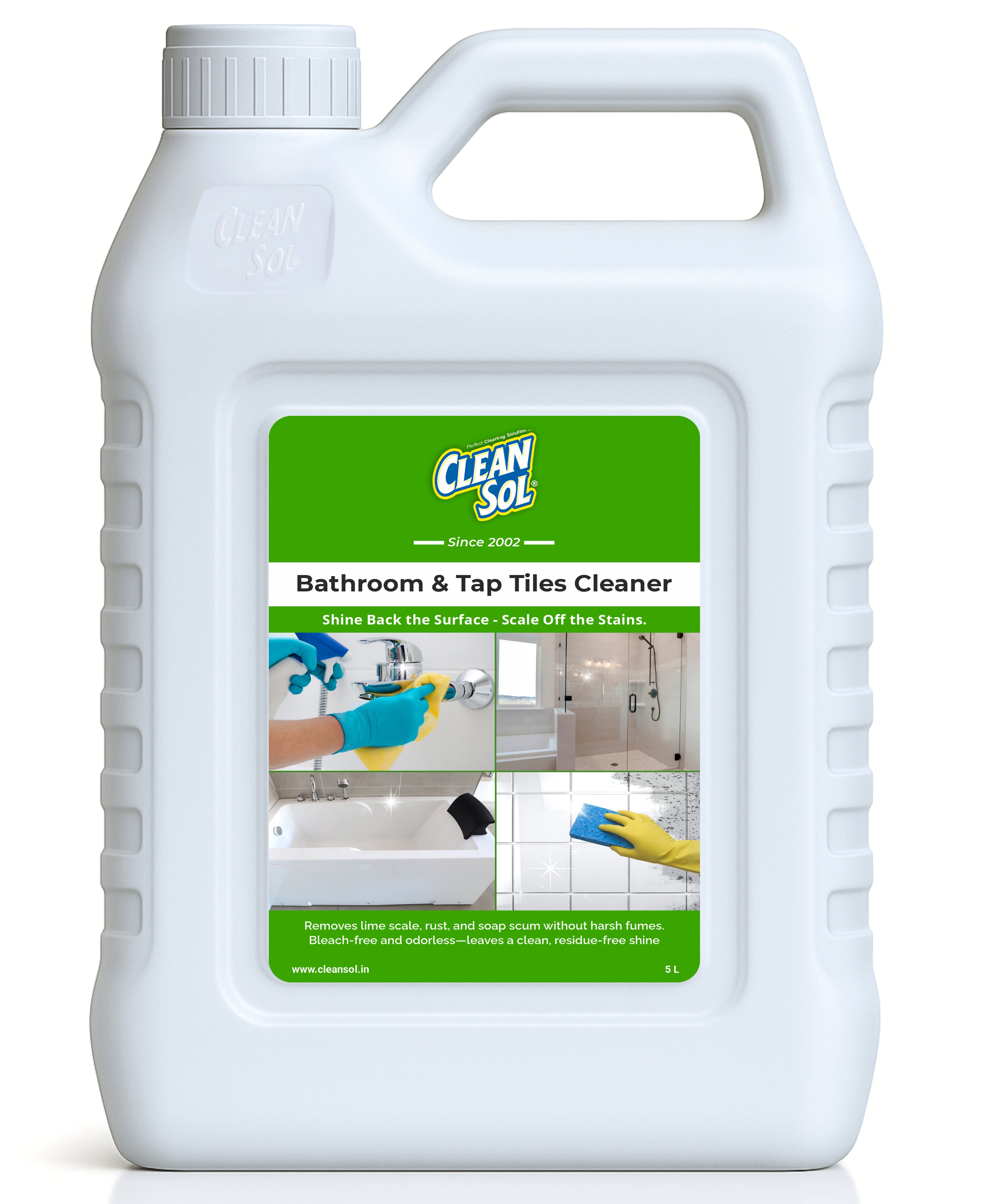 Cleansol Bathroom & Tiles Cleaner | Mineral Acid-Free Formula for Removing Hard Water Stains, Soap Scum & Water Scale | Safe for Taps, Bathtubs, Tiles & Stainless Steel