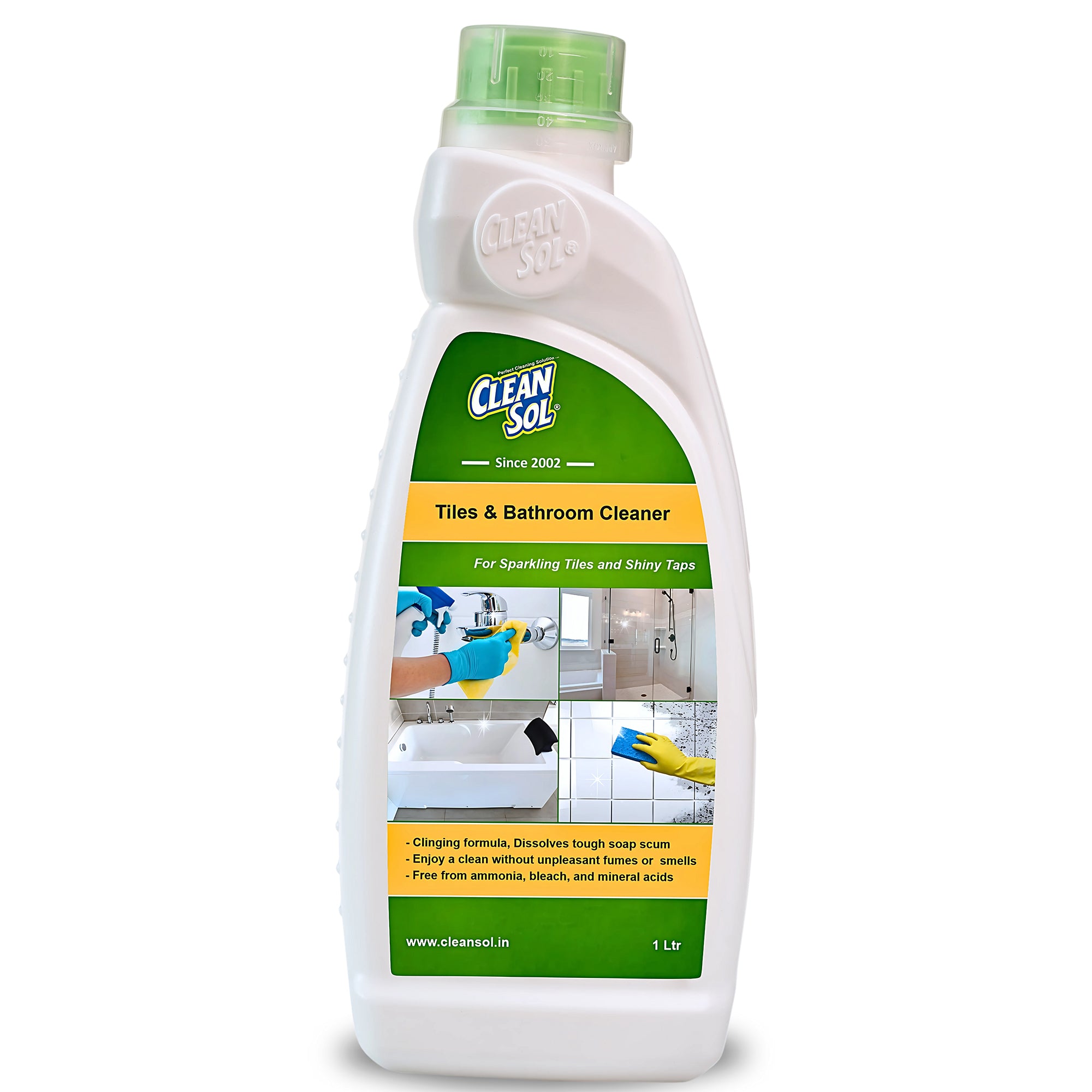 Cleansol Bathroom & Tiles Cleaner | Mineral Acid-Free Formula for Removing Hard Water Stains, Soap Scum & Water Scale | Safe for Taps, Bathtubs, Tiles & Stainless Steel