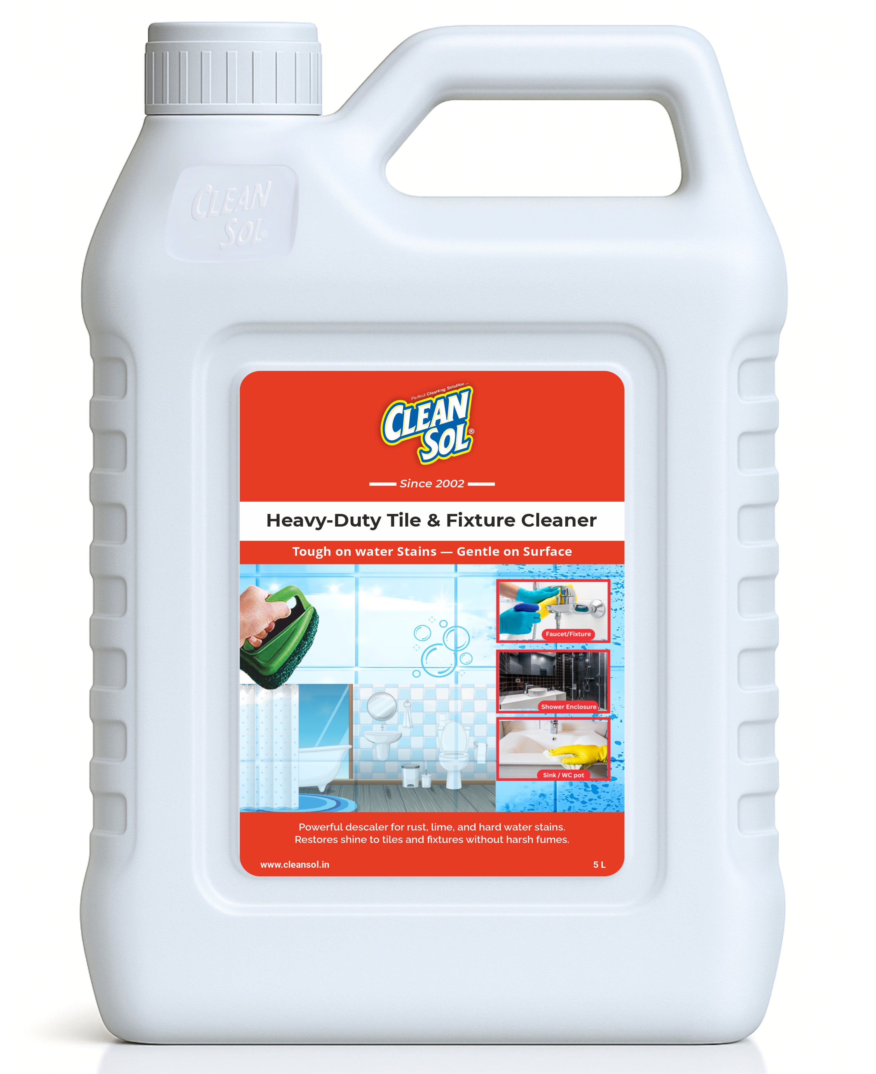 Cleansol Tile Cleaner Liquid | Eco-Friendly, Biodegradable Formula for Removing Hard Water Deposits, Rust, and Stains | Heavy-Duty Cleaning for Bathrooms, Kitchens & Ceramic Surfaces