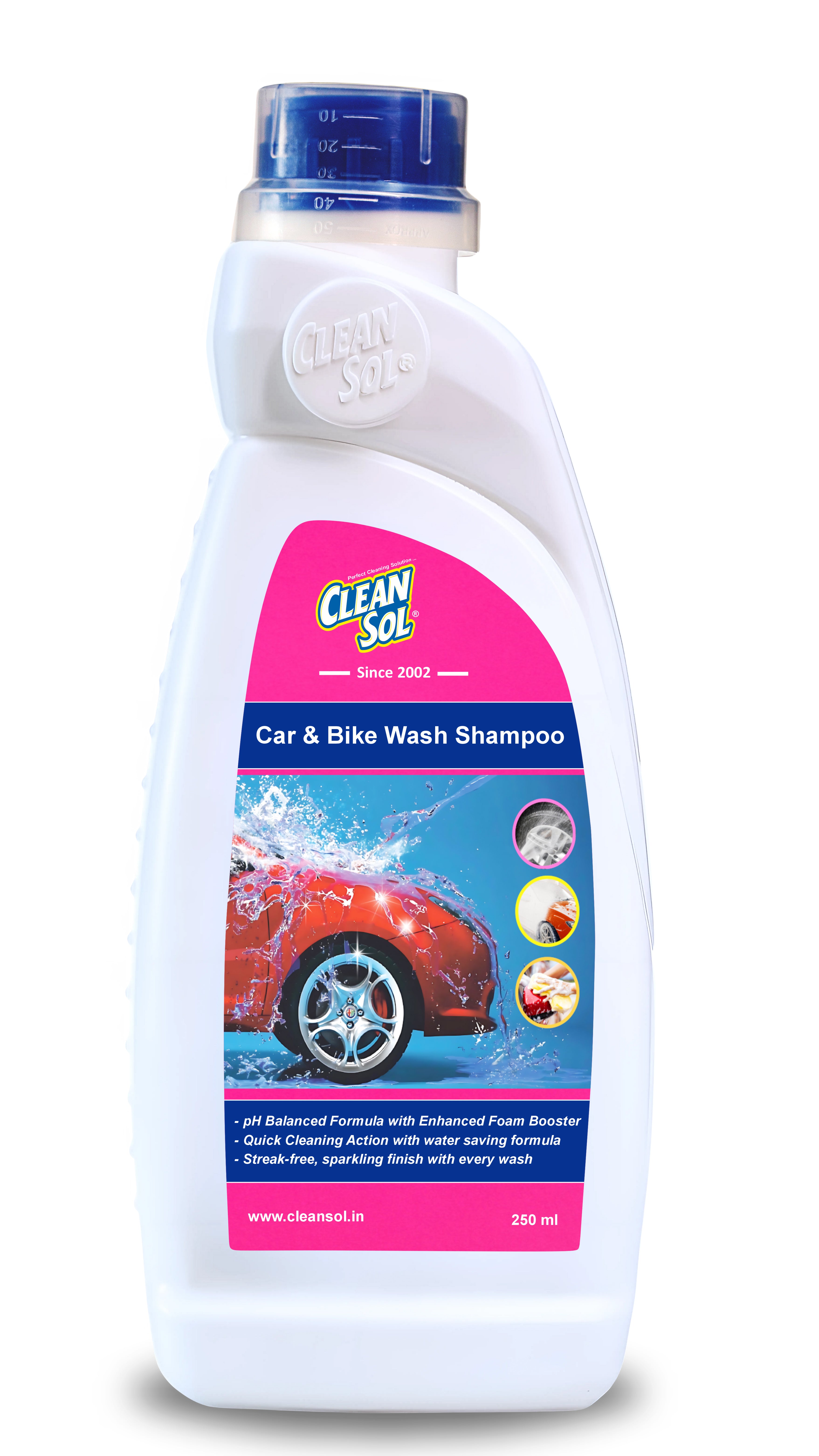 Cleansol Car & Bike Wash Shampoo – High Foaming, pH Balanced, Paint-Safe | 3-in-1 Vehicle Cleaner for Dirt & Grime | Easy Rinse, Ideal for Foam & Hand Wash