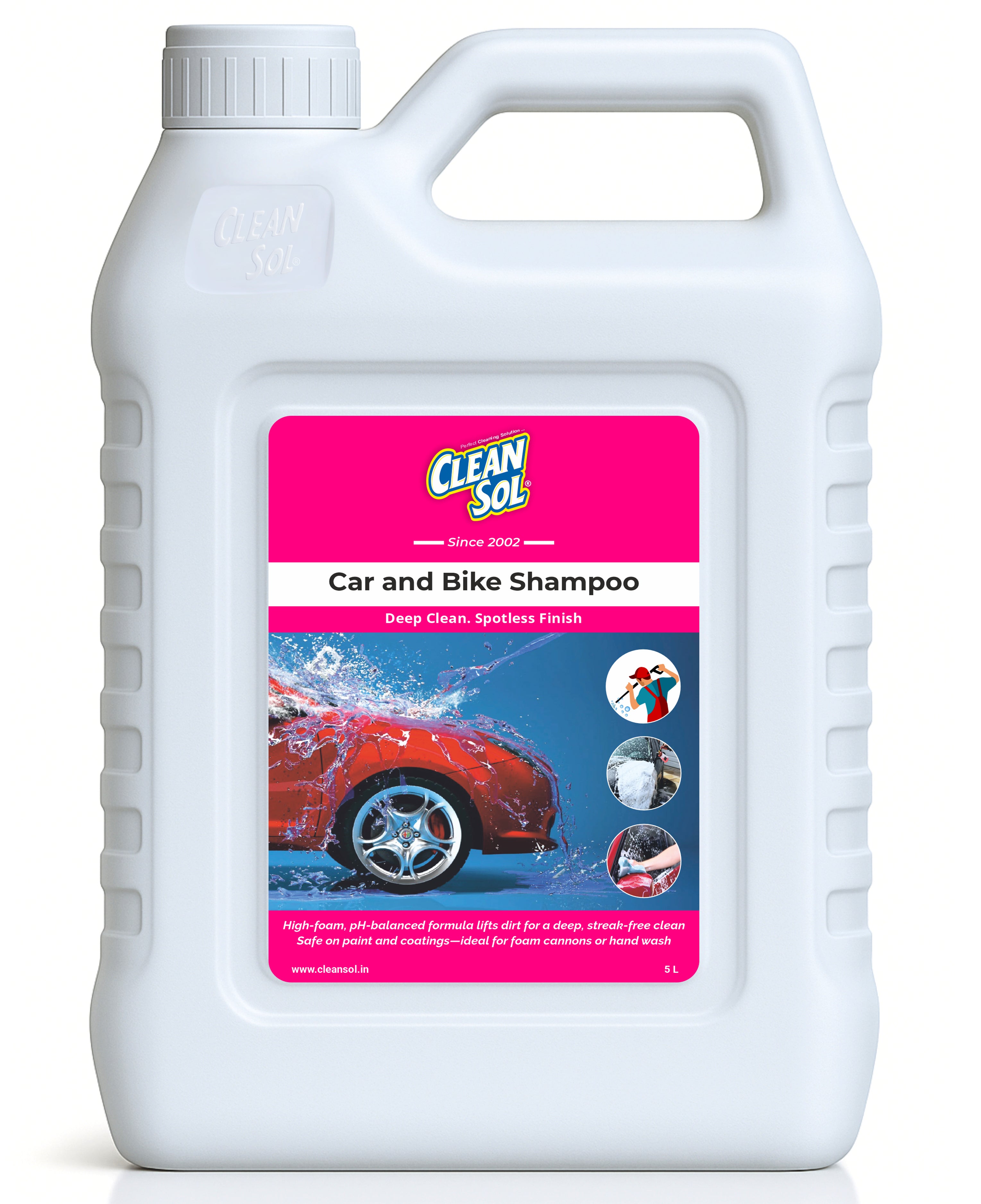 Cleansol Car & Bike Wash Shampoo – High Foaming, pH Balanced, Paint-Safe | 3-in-1 Vehicle Cleaner for Dirt & Grime | Easy Rinse, Ideal for Foam & Hand Wash
