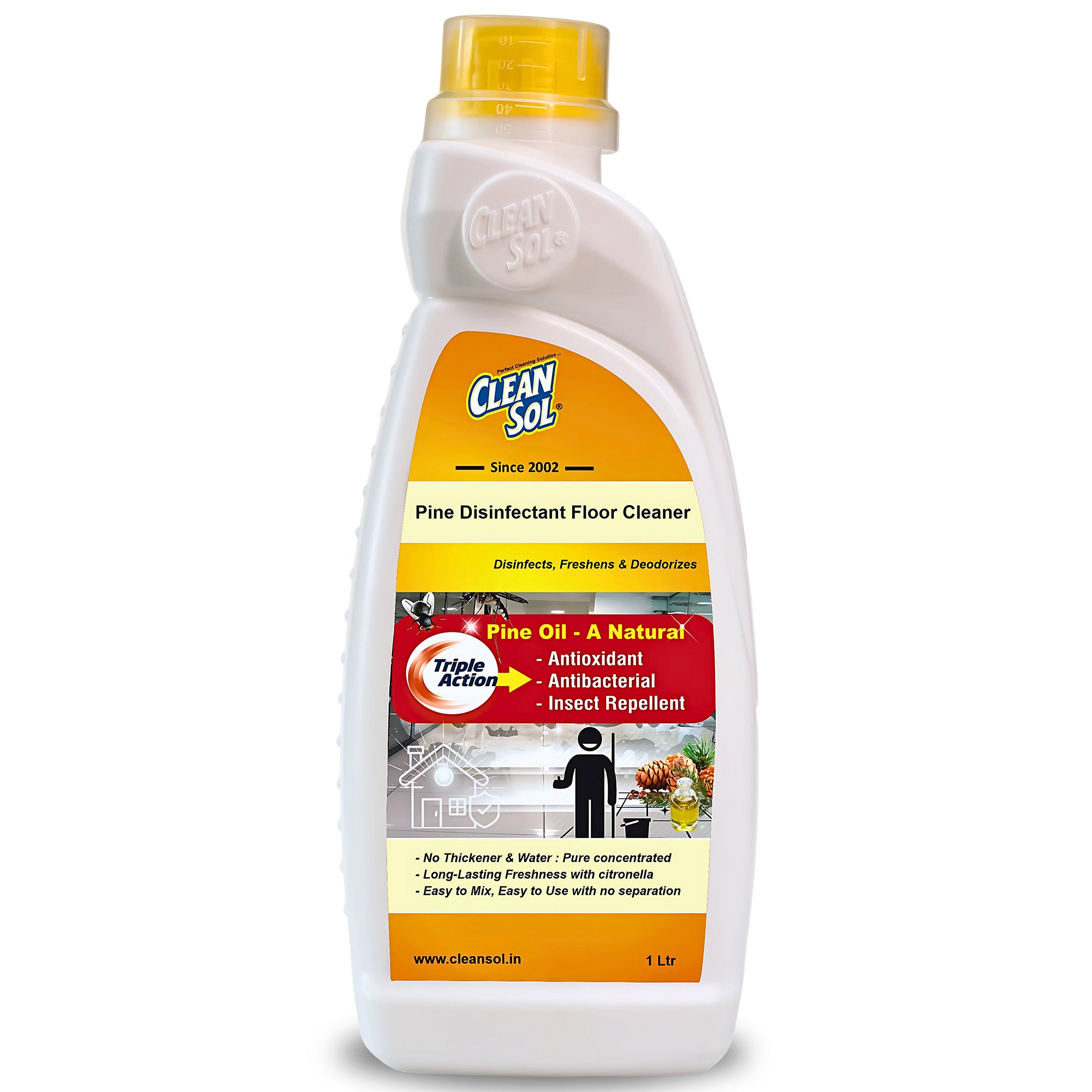 Cleansol Organic Pine & Citronella Oil Emulsion | Eco-Friendly Biodegradable Cleaner for Floors, Toilets & Surfaces | Natural Disinfectant & Insect Repellent with Long-Lasting Pine Fragrance