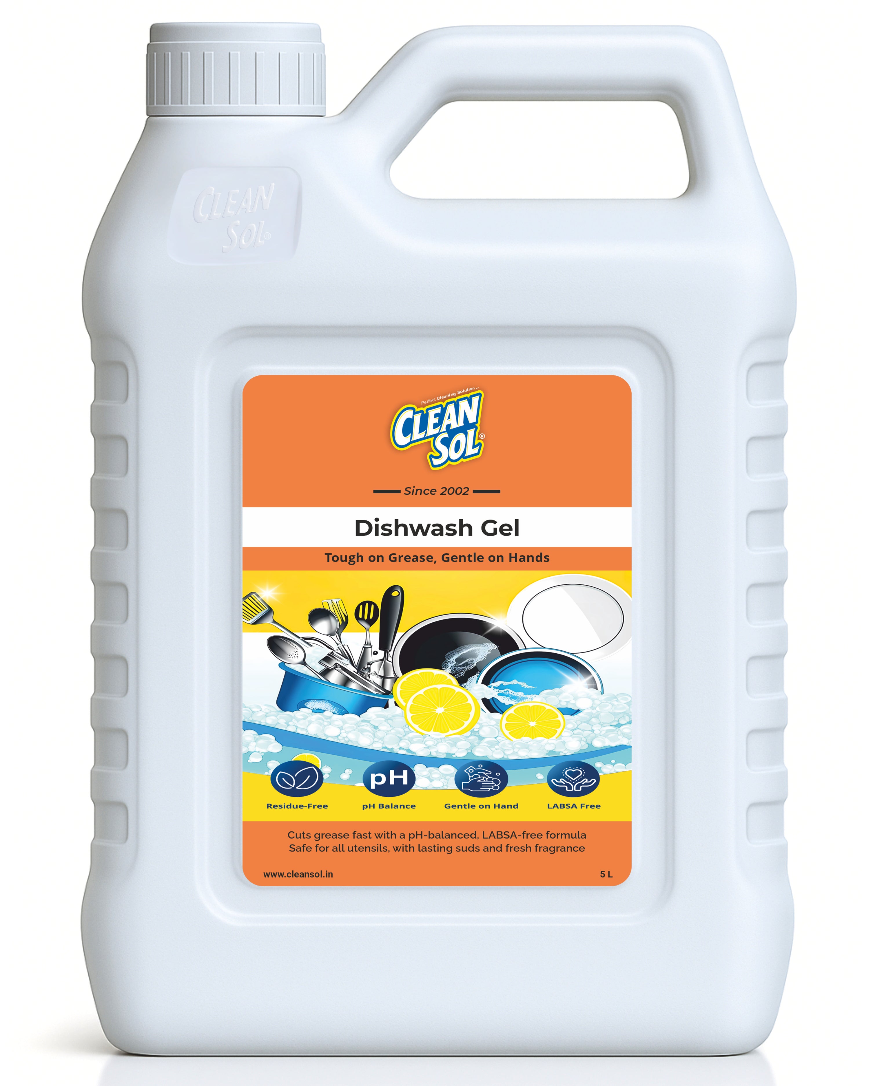 Cleansol Dishwash Washer Detergent Gel Liquid Dishwashing – Powerful Grease & Oil Remover | pH-Balanced, Gentle on Hands & LABSA-Free | Safe for Utensils, Crockery & Glassware