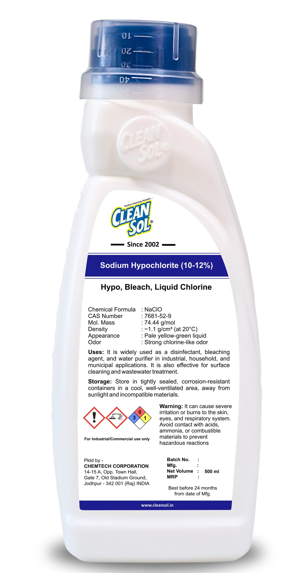 Cleansol Sodium Hypochlorite 10–12%