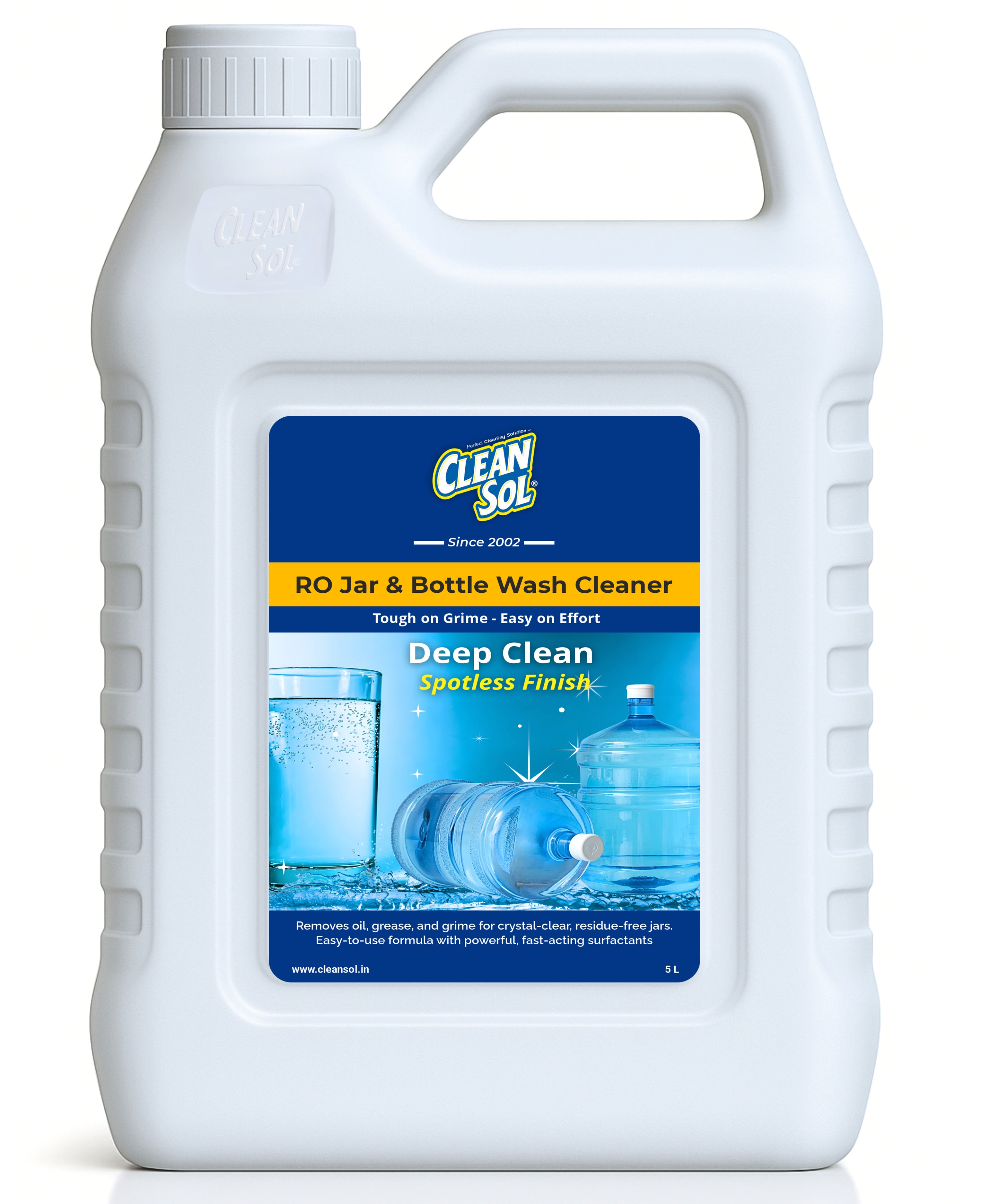 Cleansol RO Water Jar Cleaner Liquid – Deep Cleaning Detergent for Plastic & Steel Water Containers | Removes Oil, Grease, and Stains | Safe & Residue-Free for Water Storage