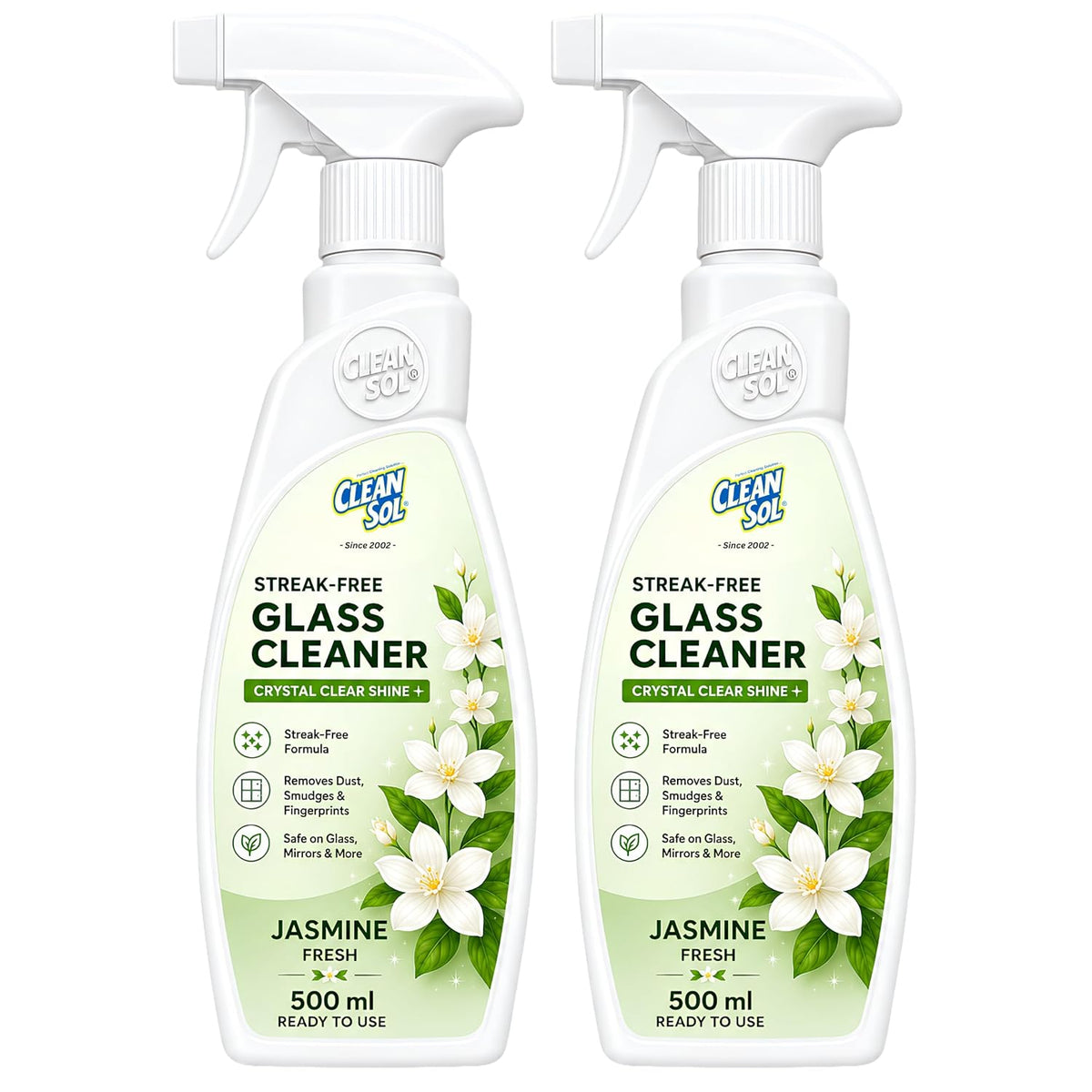 Cleansol Jasmine Glass Cleaner 500 ml spray pack of 2
