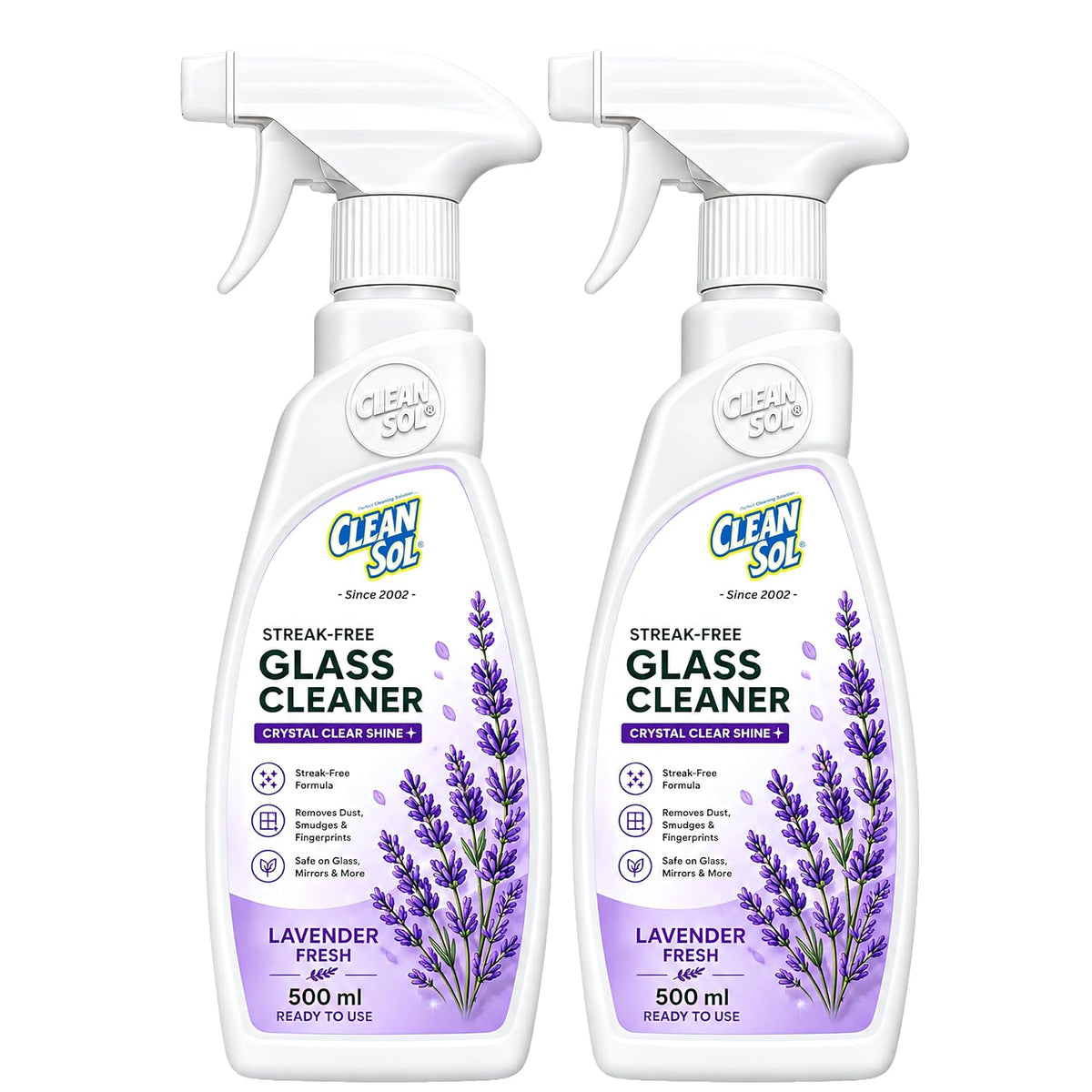 Cleansol Lavender Glass Cleaner 500 ml spray pack of 2