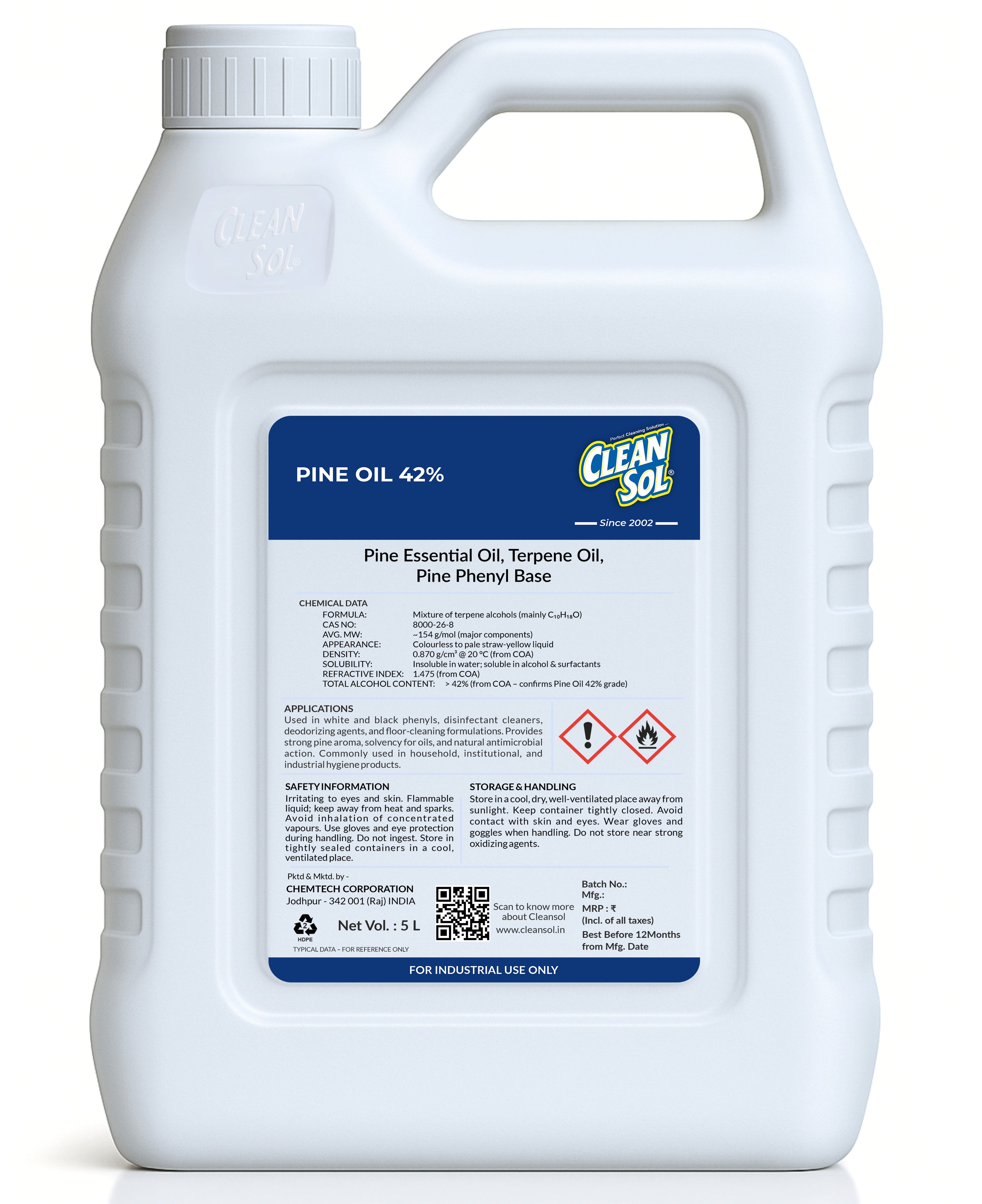 Cleansol Pine Oil 42% | Pure and Natural Disinfectant, Cleaner & Deodorizer