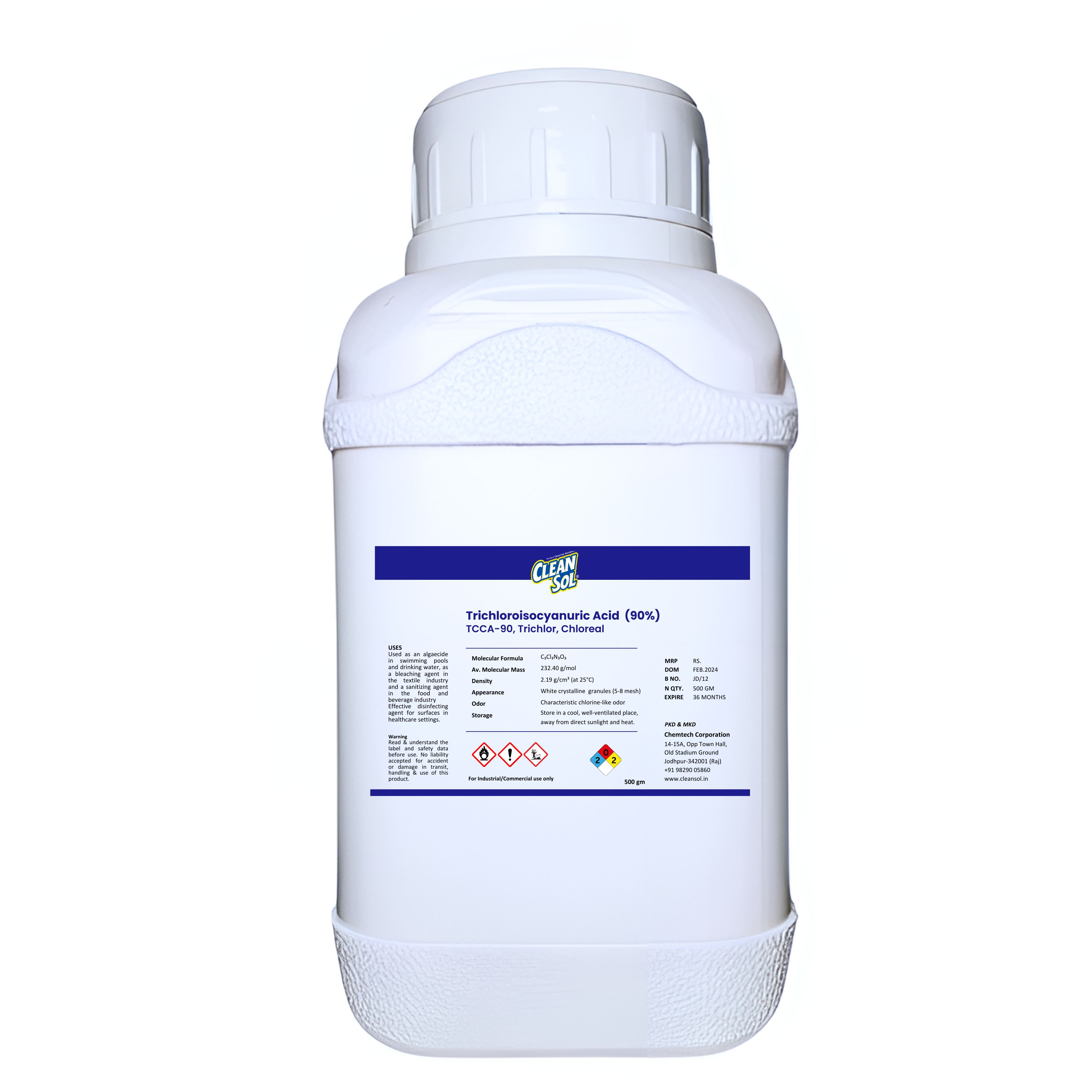 Trichloroisocyanuric Acid 90% , TCCA-90, Trichlor, Chloreal