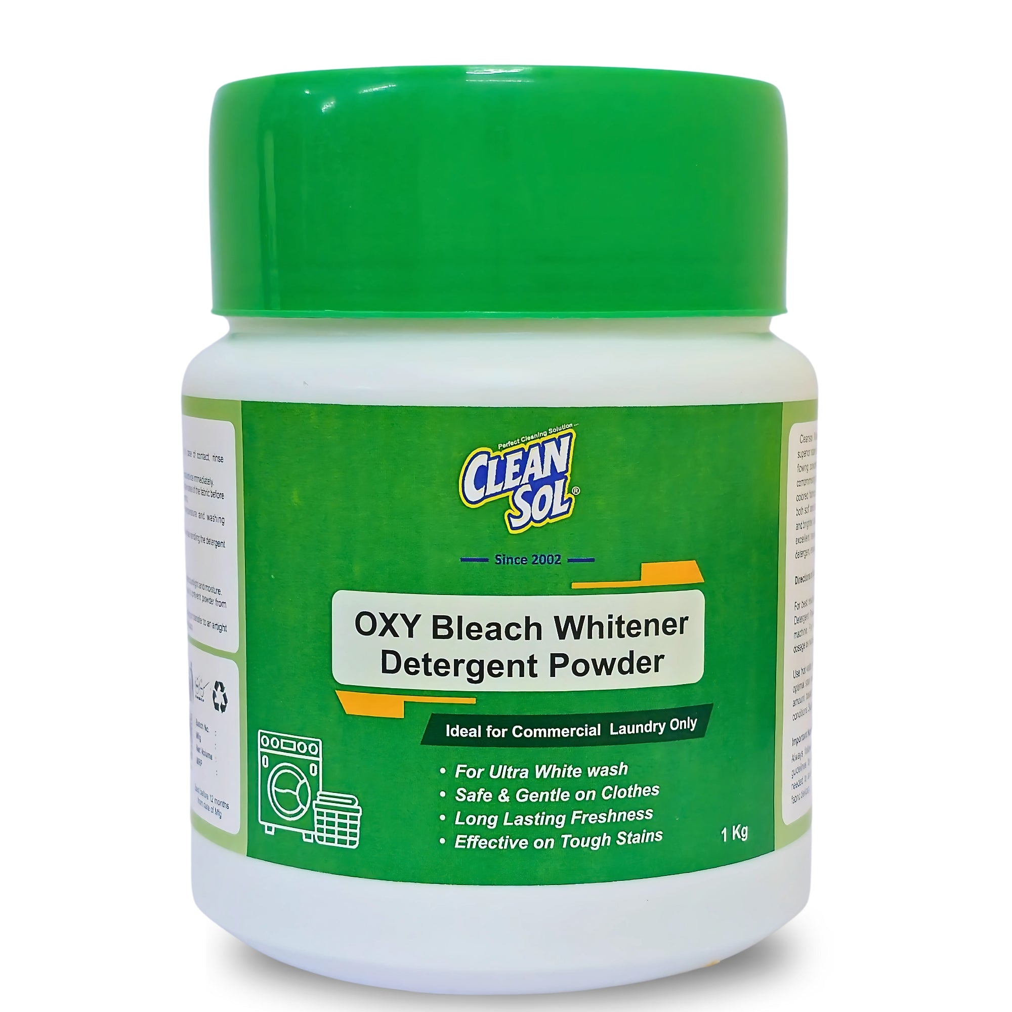 Cleansol Oxygen Bleach Fabric Whitener, Brightener & Stain Remover - Chlorine-Free, Color-Safe Laundry Add-On -500g