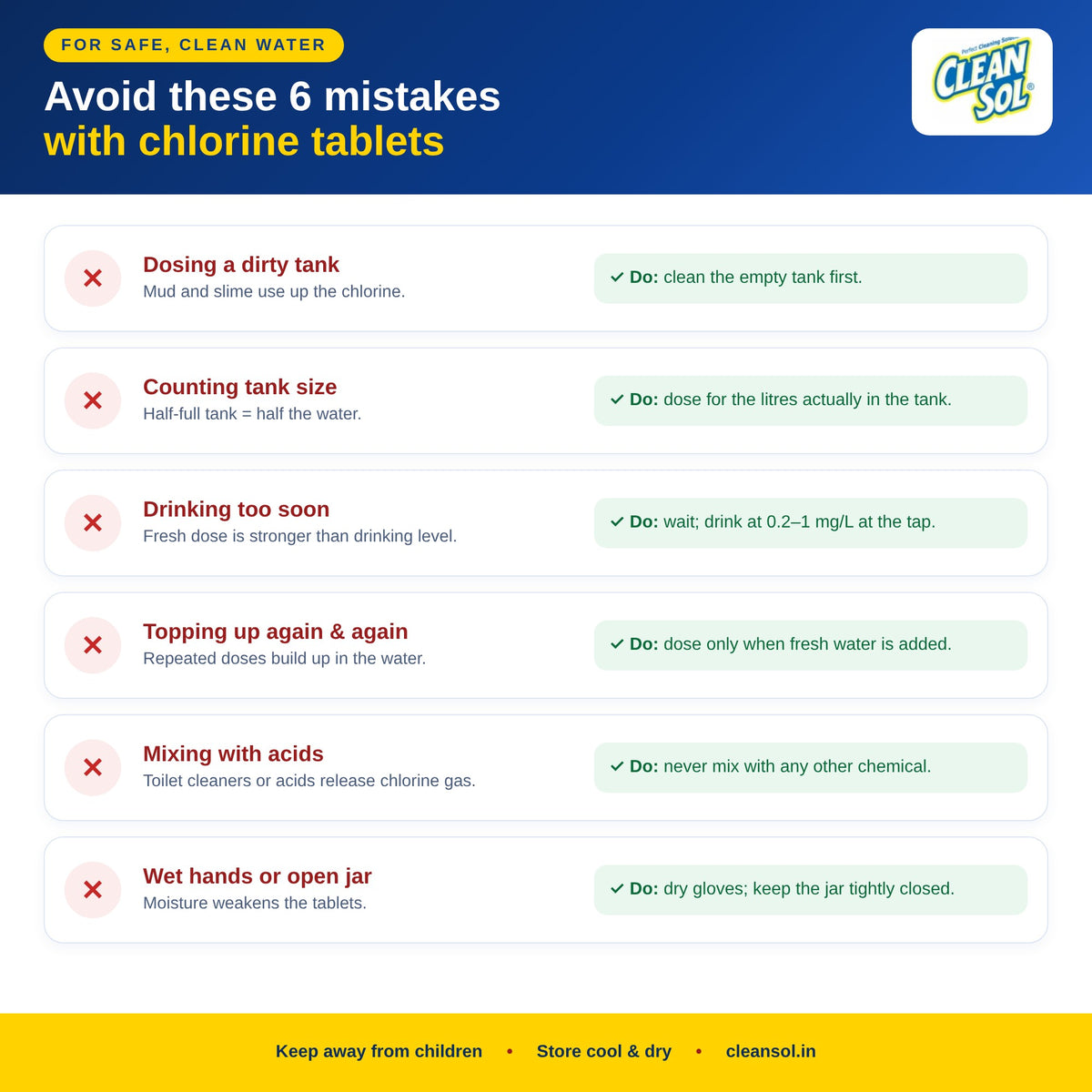 6 mistakes to avoid when using chlorine tablets in a water tank
