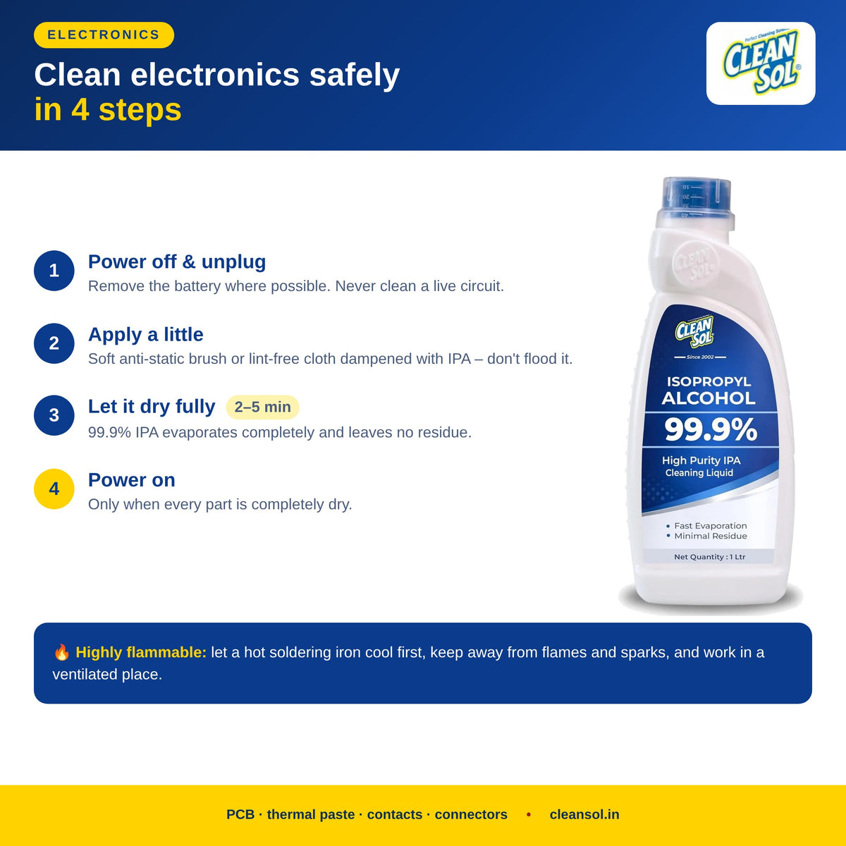 How to clean electronics with IPA 99.9% safely – 4 steps