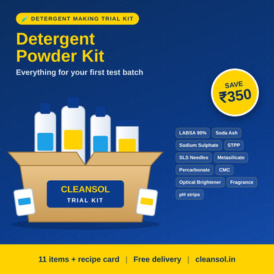 Cleansol Detergent Powder Making Trial Kit – 11 Items for Your First Batch