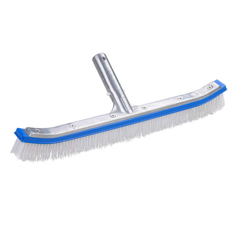 Swimming Pool Wall Brush 18” | Heavy-Duty Nylon Bristles & Aluminum Back | Curved Design for Wall & Floor Cleaning | Fits Standard Telescopic Poles | Durable & Effective