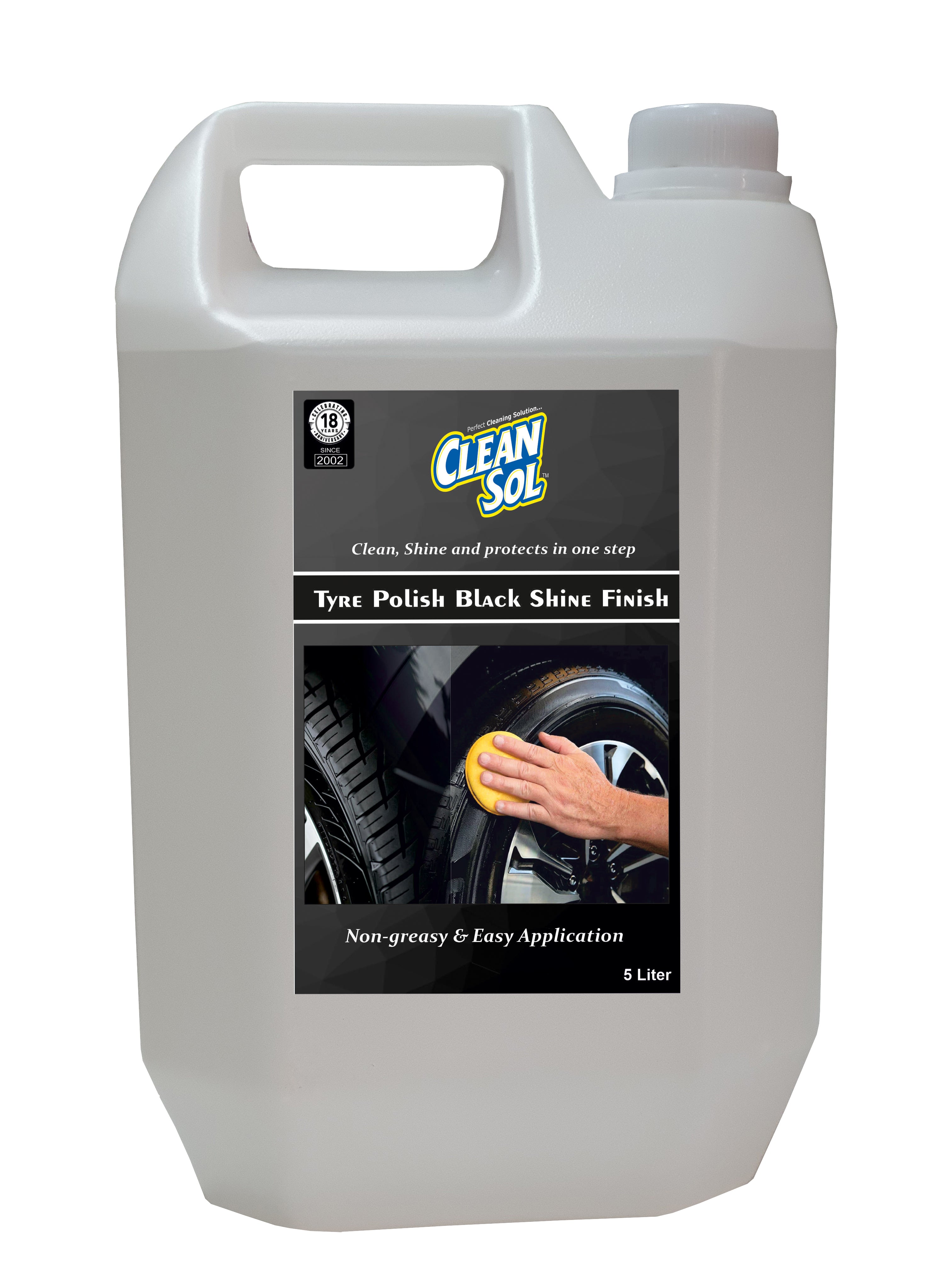 Cleansol Tyre Polish Black Shine Finish - 5 litre