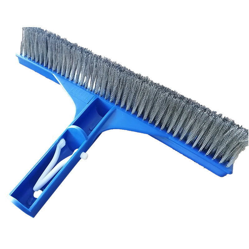 Swimming Pool Algae Brush 10” with Stainless Steel Bristles | Heavy-Duty Curved Design for Wall & Floor Cleaning | Fast Stain & Algae Removal | Fits Standard Telescopic Poles – 12” Wide Coverage