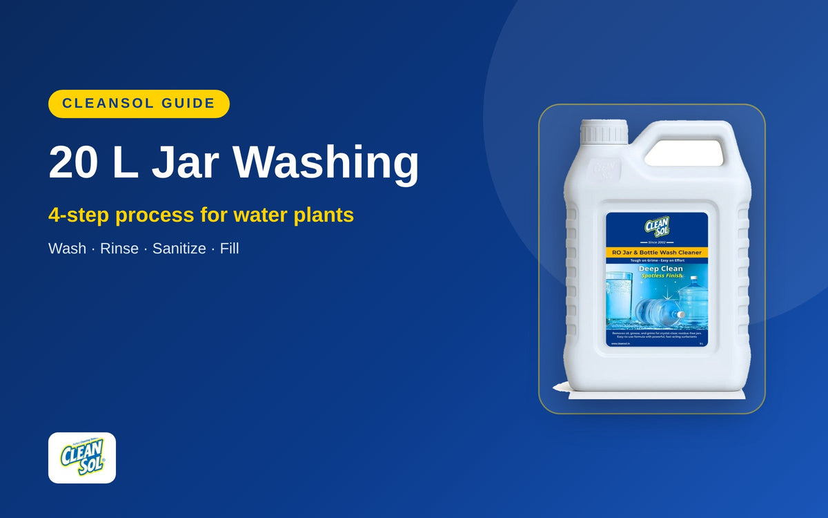 How to Wash 20 Litre Water Jars – 4-Step Process for RO & Packaged Water Plants