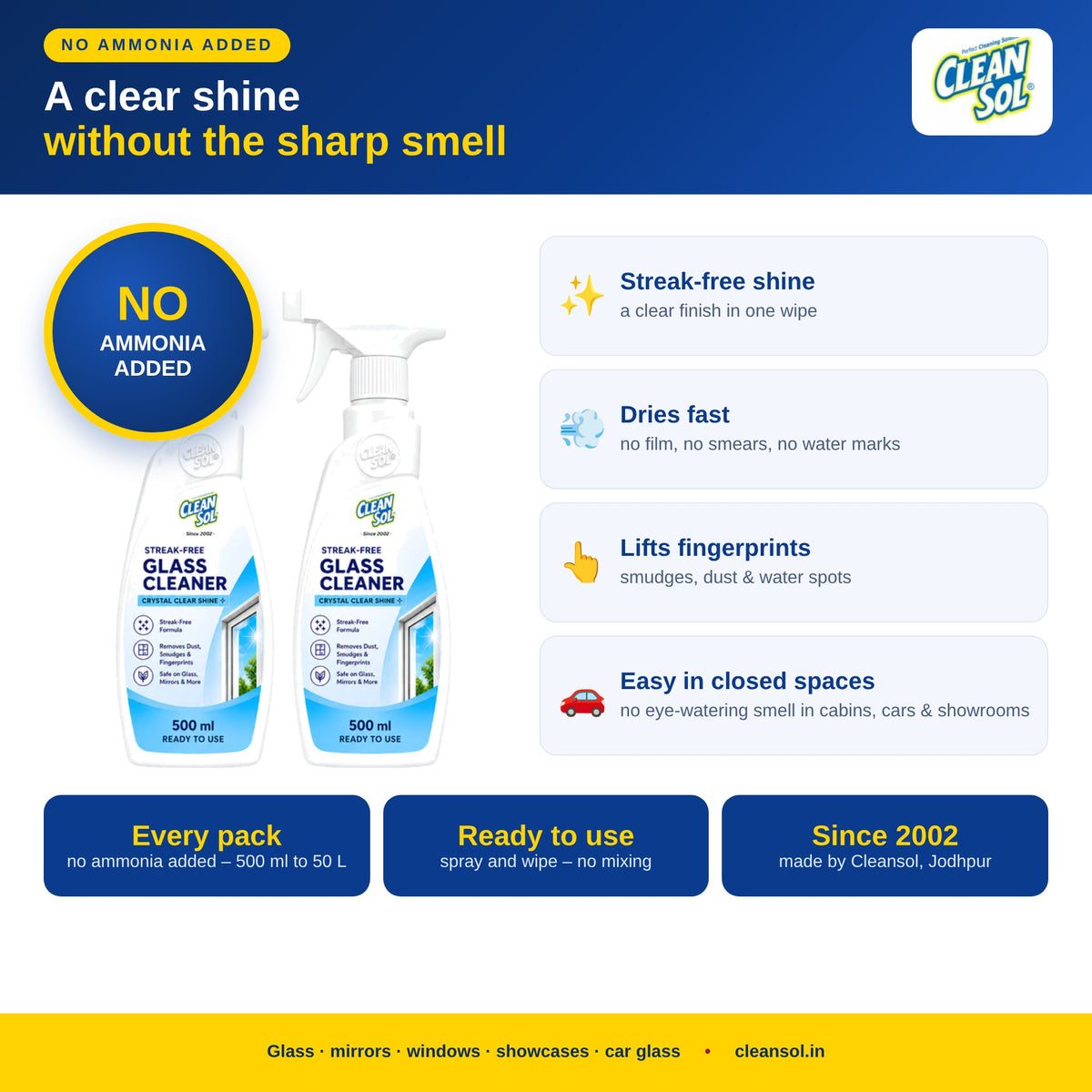 How to use Cleansol Glass Cleaner for streak-free glass in 4 steps