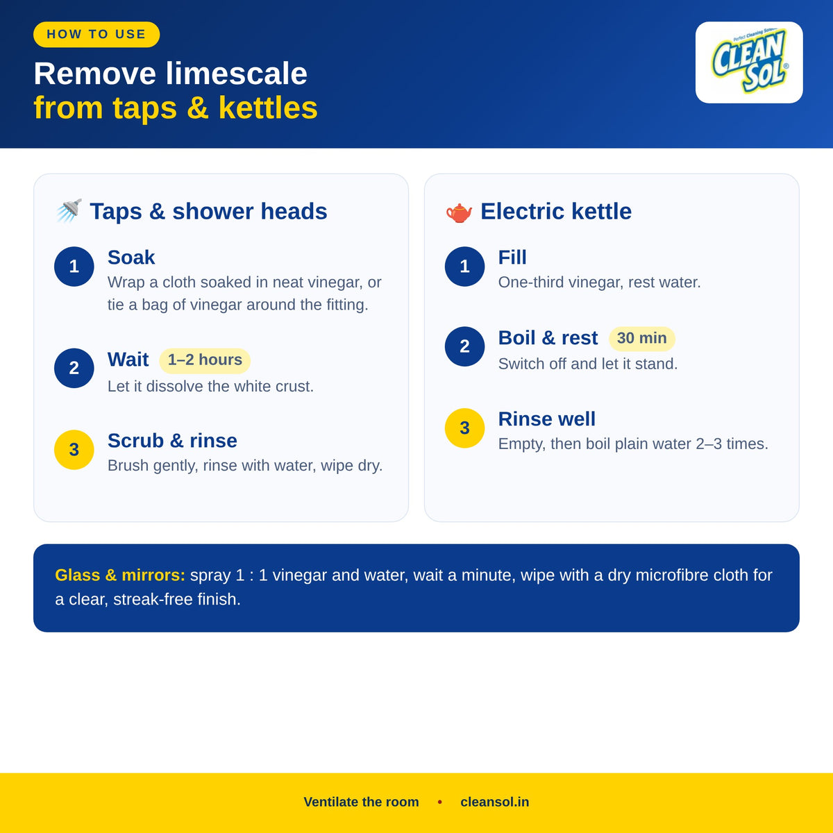 How to remove limescale from taps and descale a kettle with white vinegar