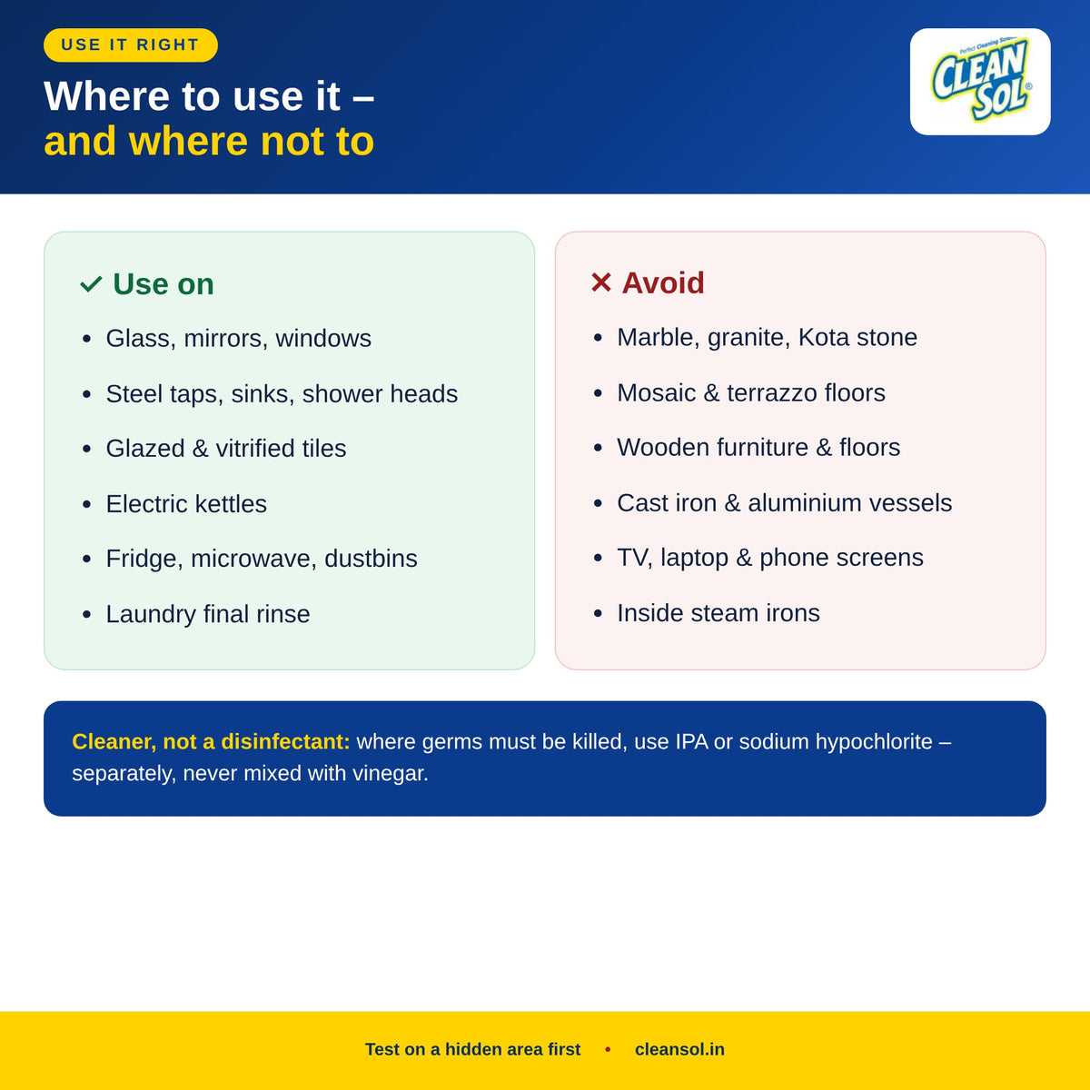 Where to use white vinegar and where to avoid – marble, granite, wood, screens