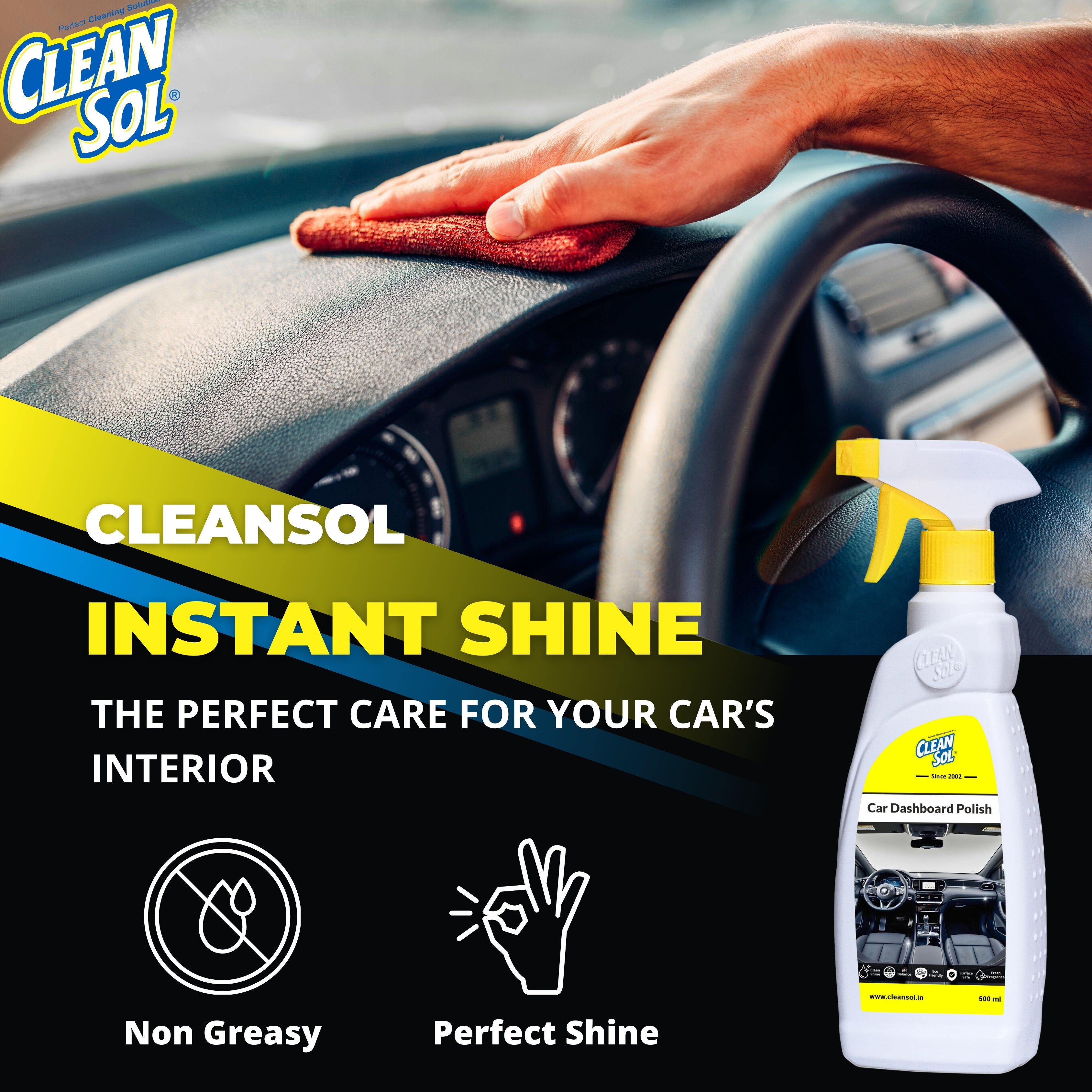 Cleansol Dashboard Polish | Interior Shine & Protectant Spray
